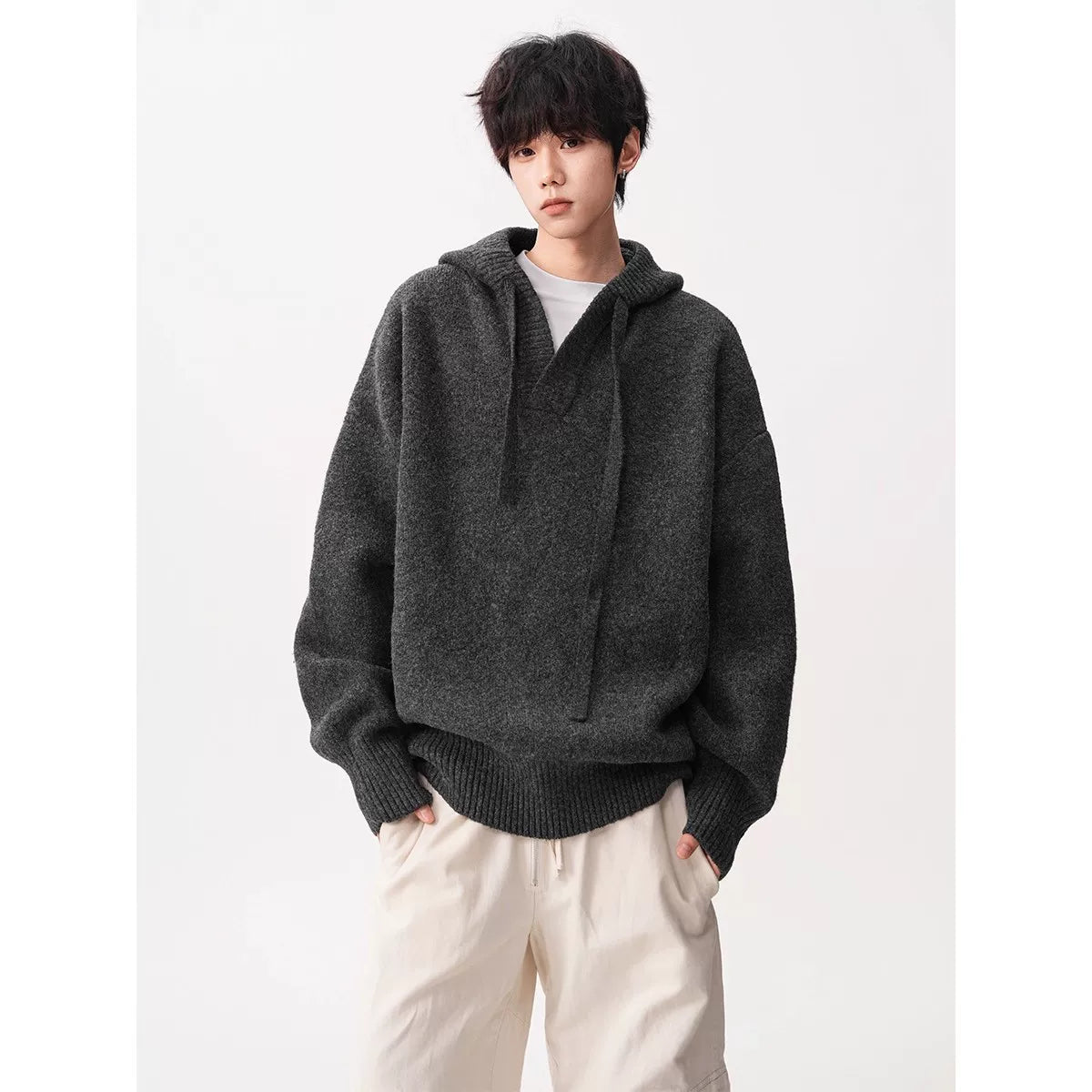 Campus Mist Henley Knit Hoodie