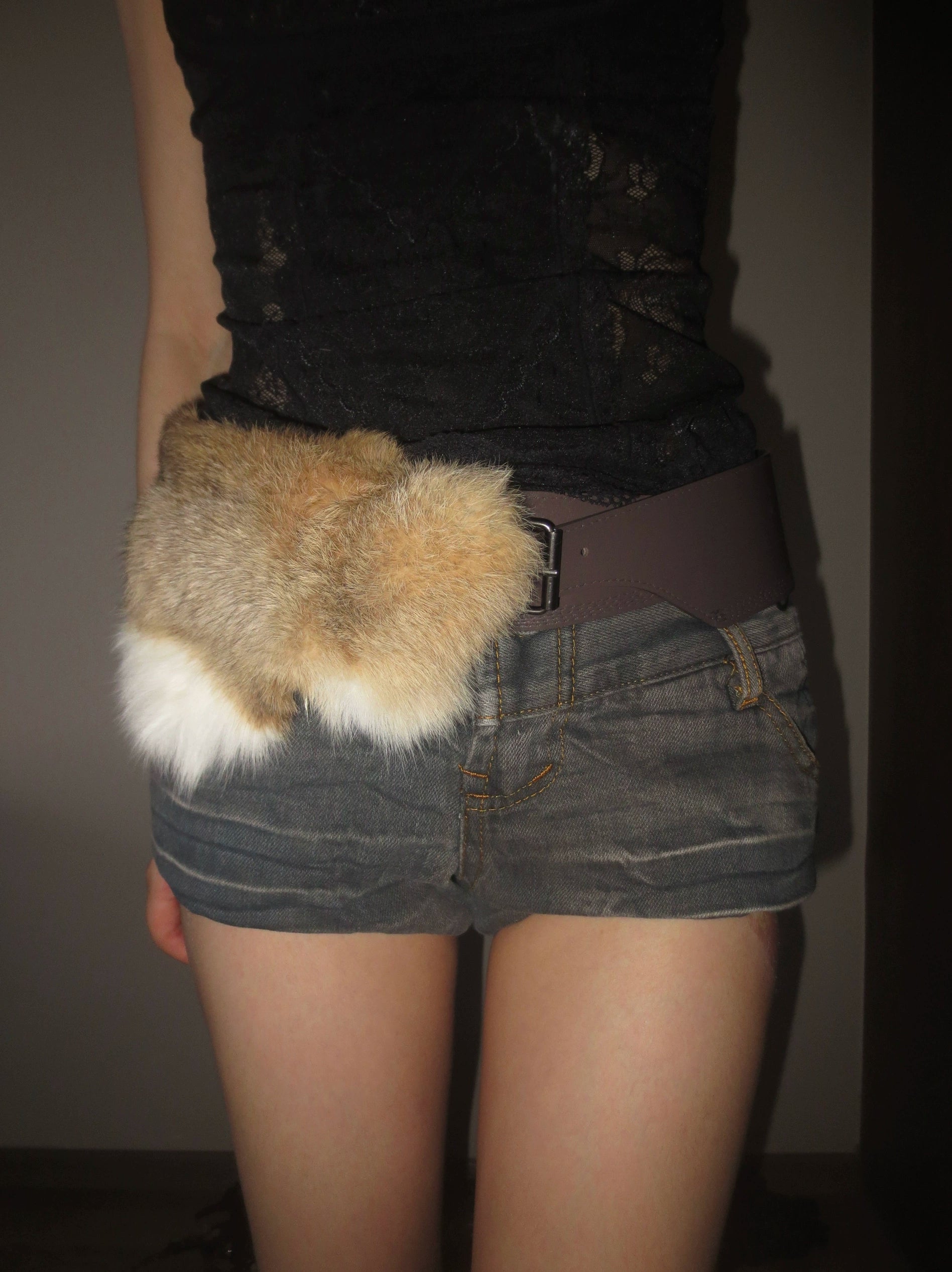 Faux Fur Belted Waist Belt