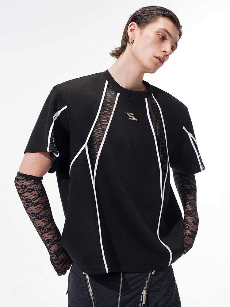 Mesh-Panel Athletic Gothic T-Shirt