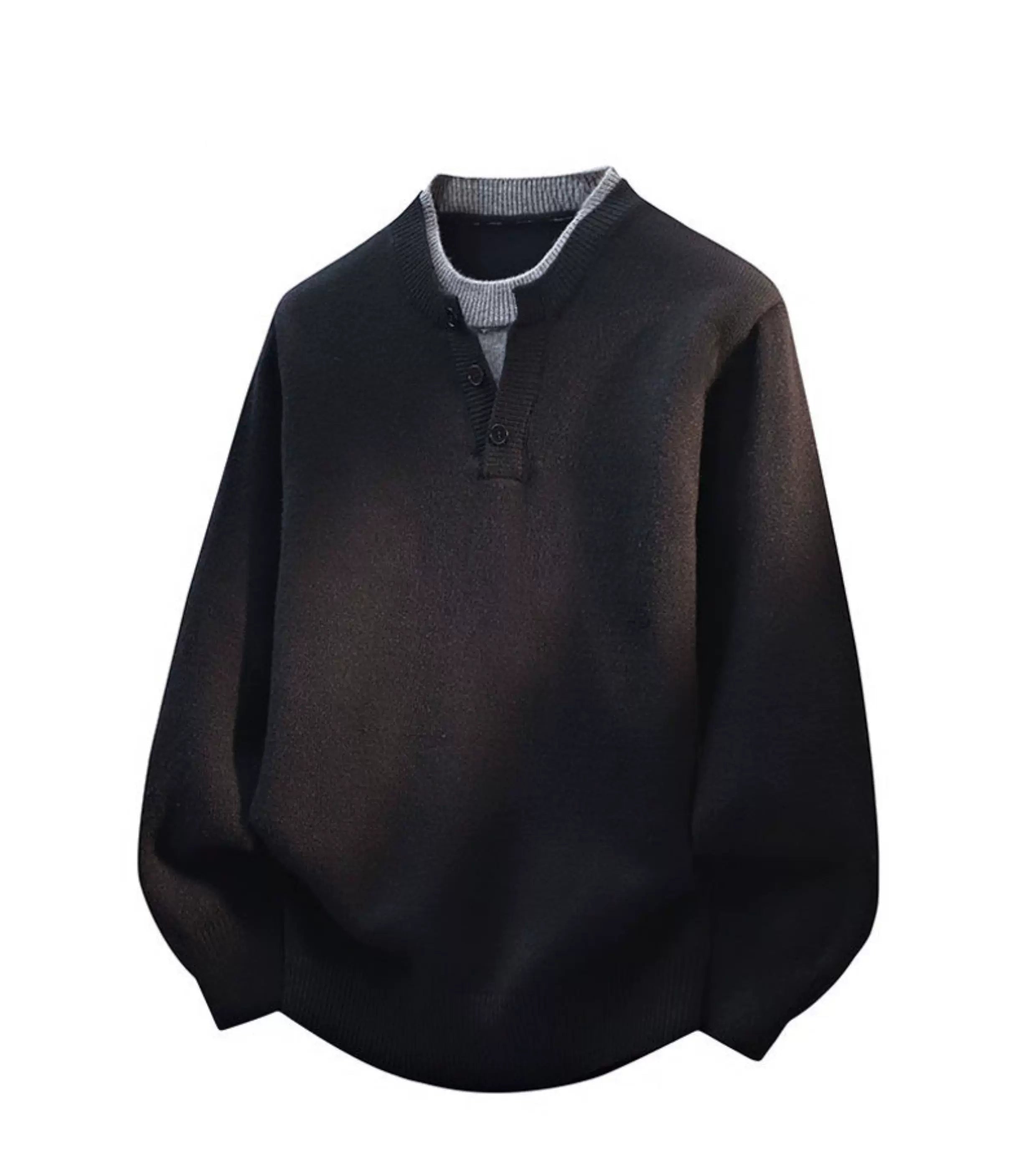 Frost Collar Layered Henley Sweater