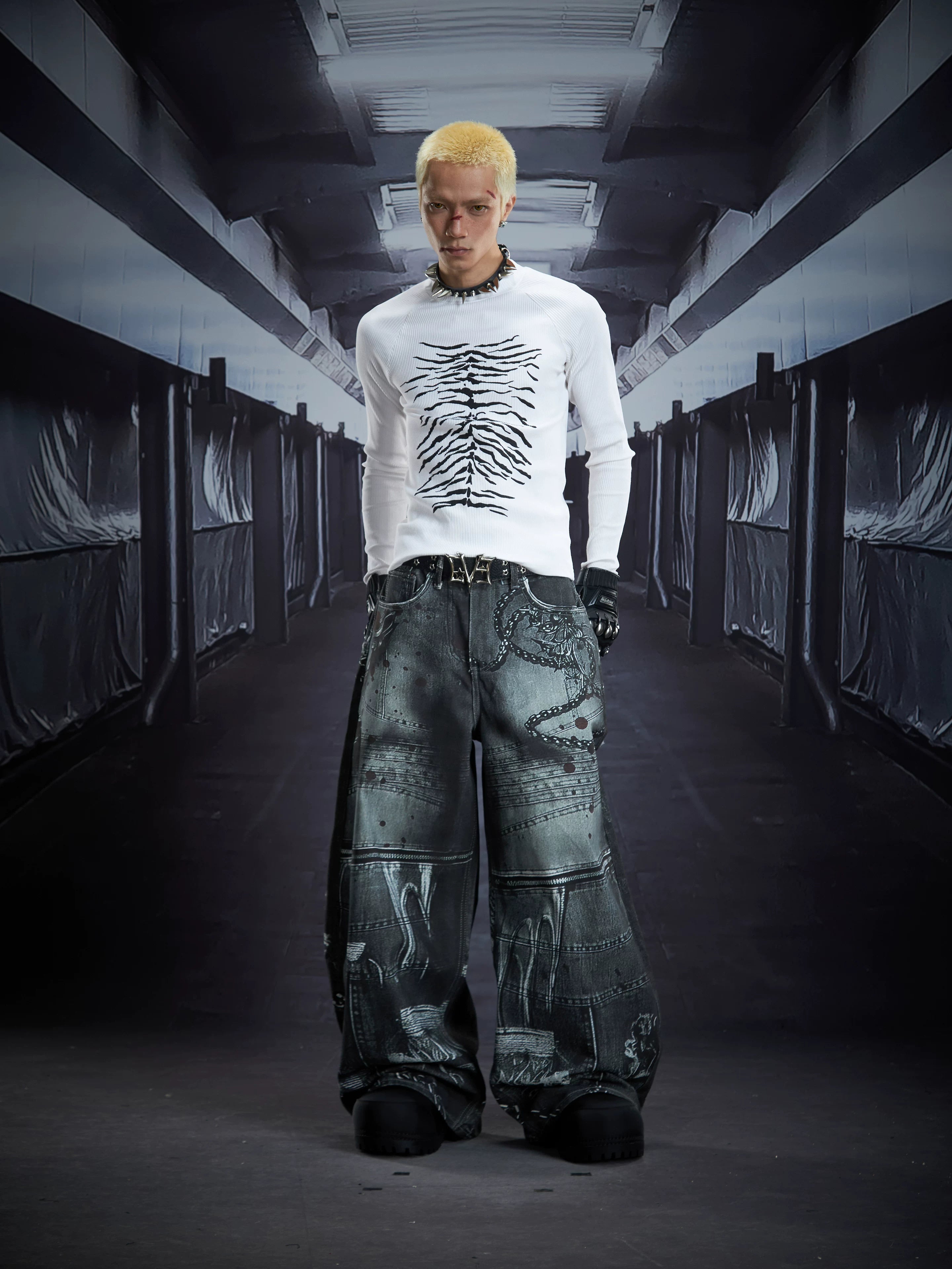 Spinewave Distortion Ribbed Longsleeve