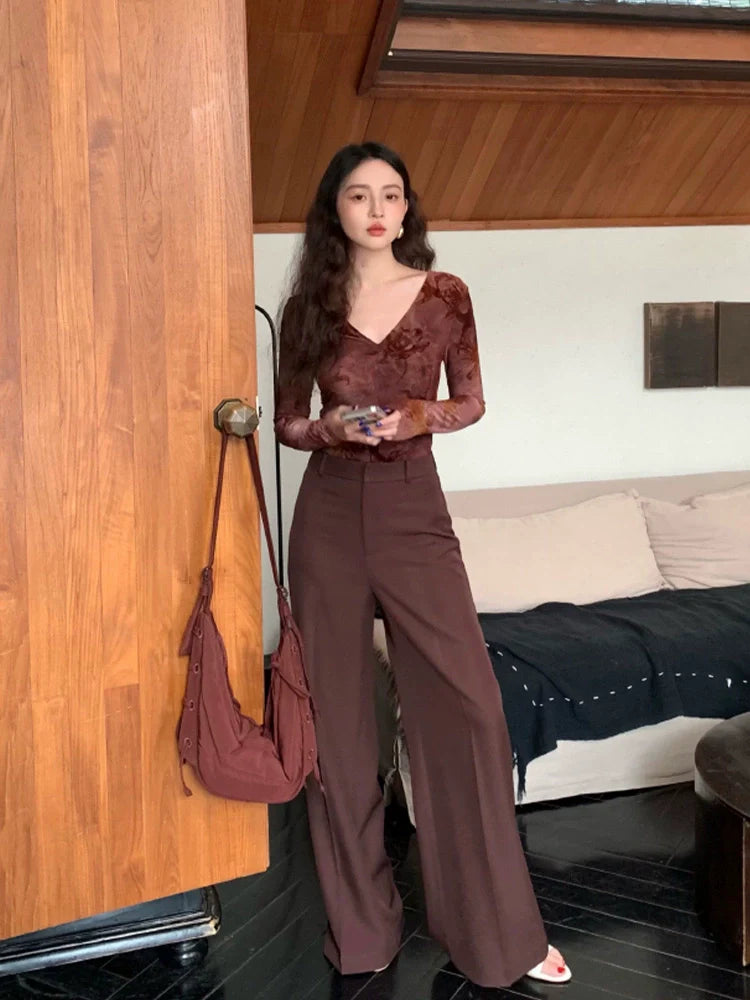 Classic High Waist Wide Leg Trousers