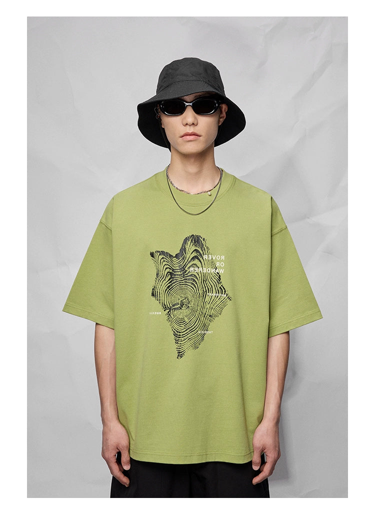 Camiseta de manga corta de impresión gráfica y letra