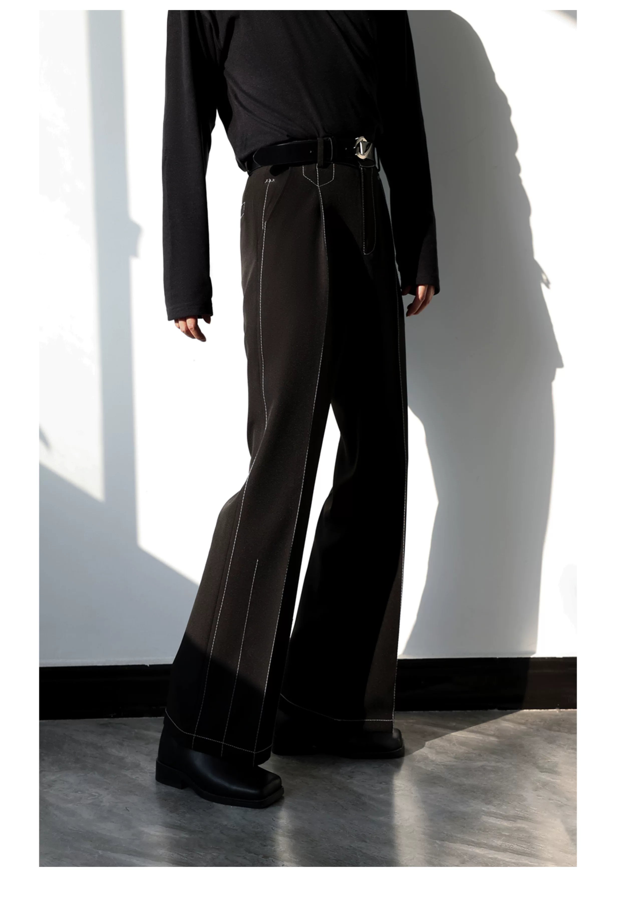 Midnight Gridline Tailored Flare Trousers