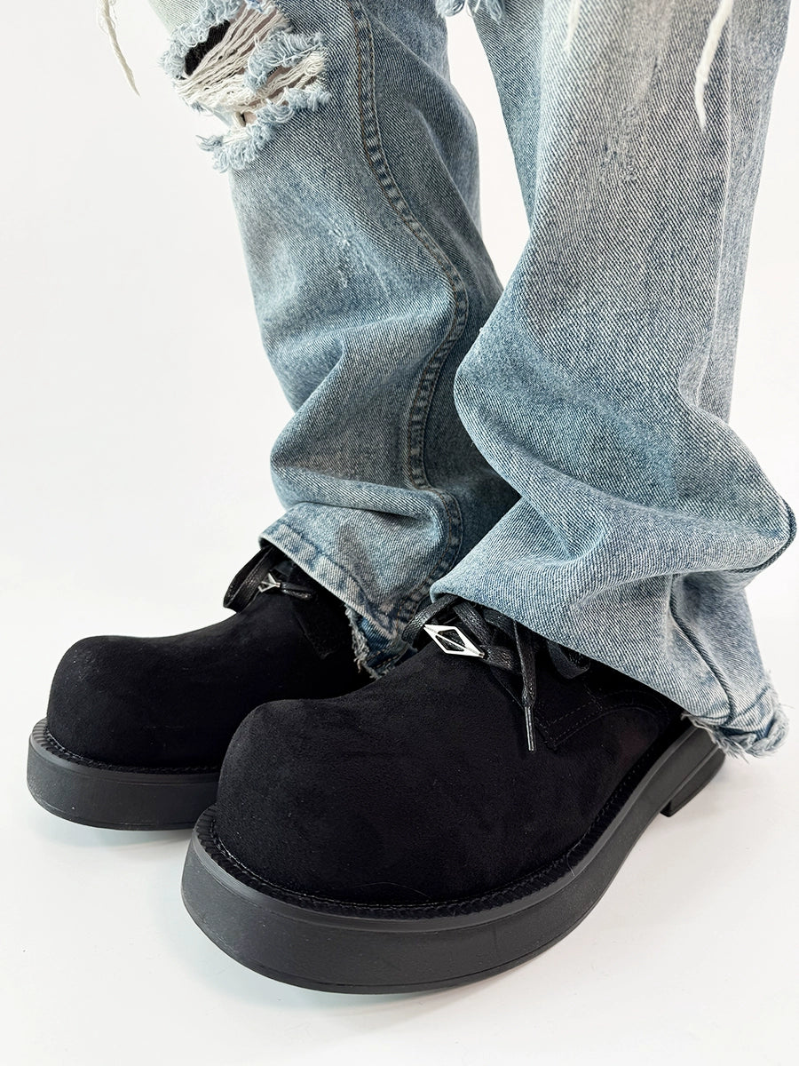 Chunky Work-Style Suede Derby Shoes