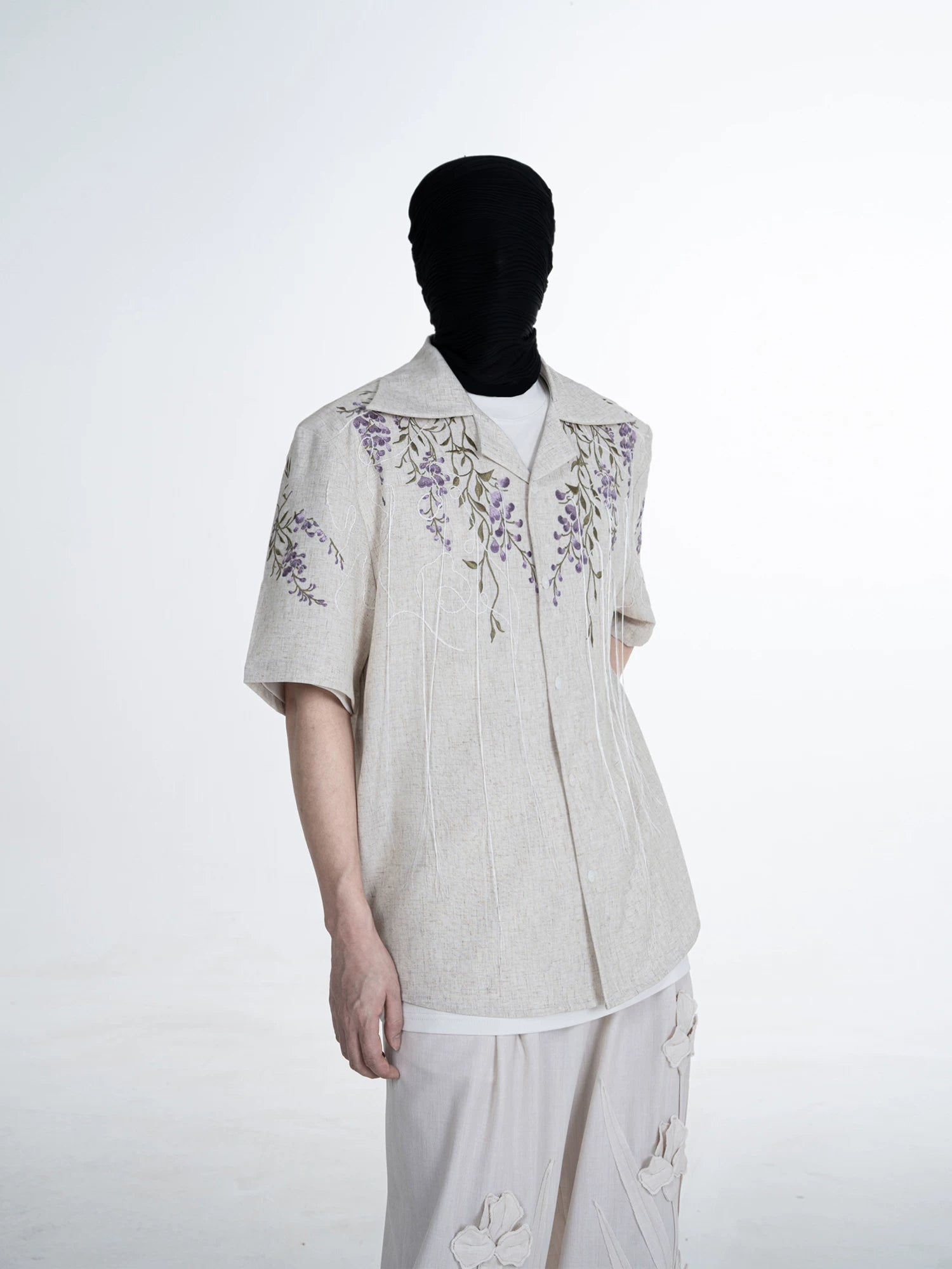 Wisteria Cascade Linen Camp Shirt
