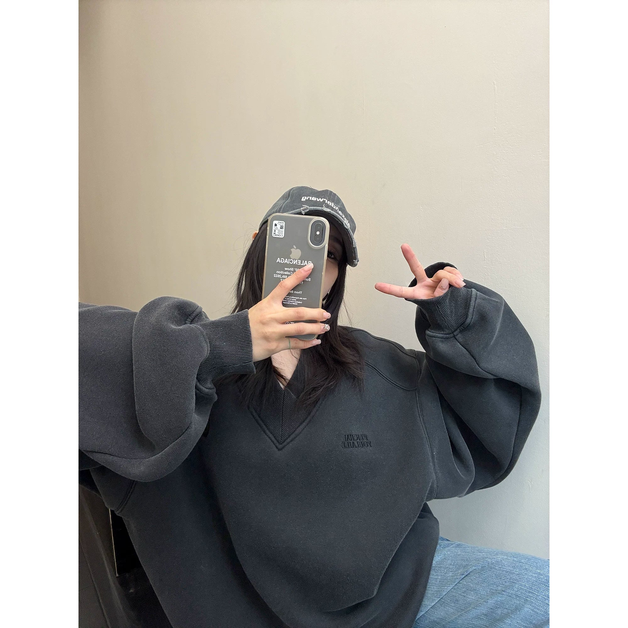 Crest V-Neck Sweatshirt