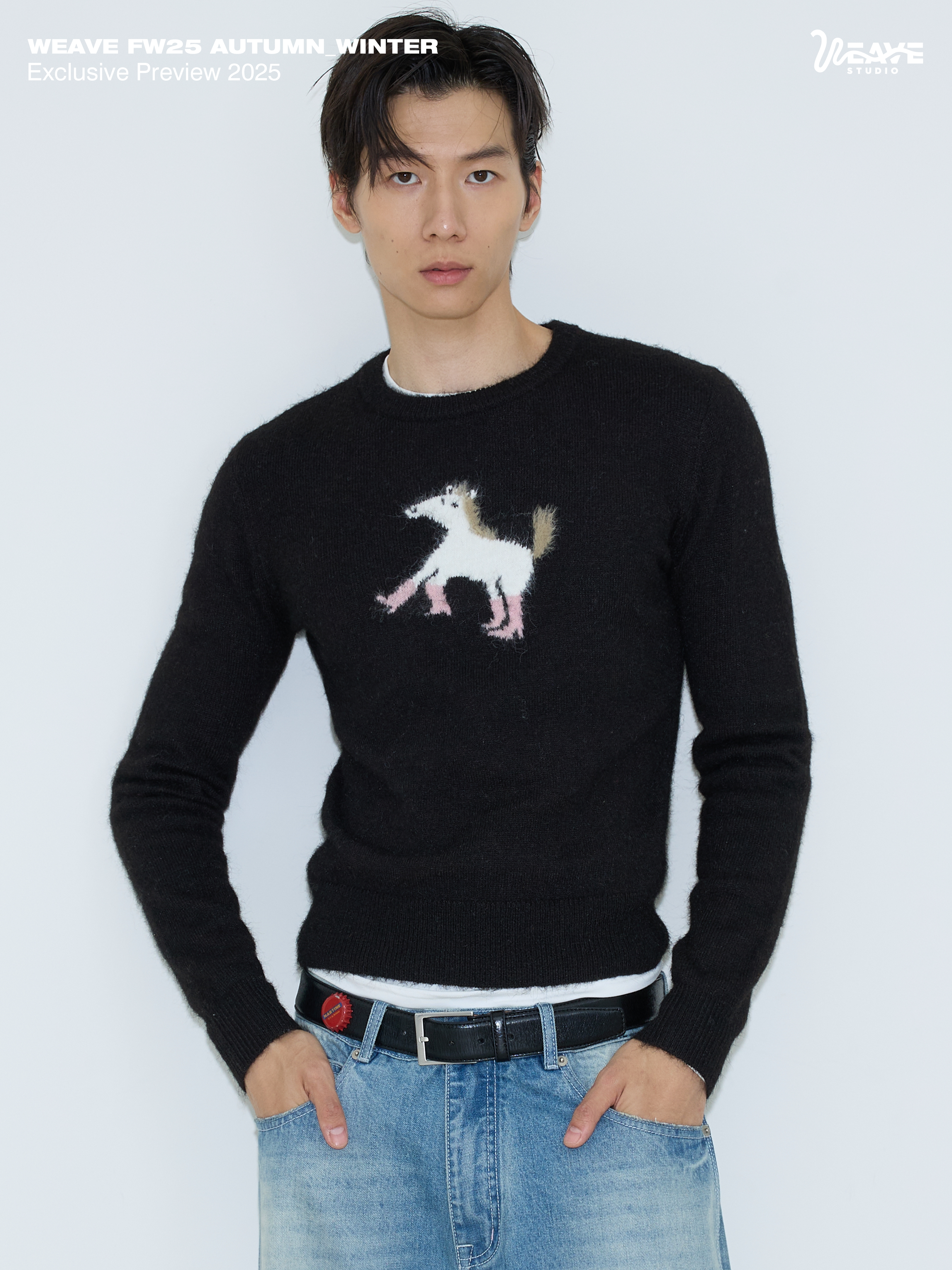 Midnight Pony Intarsia Knit Sweater