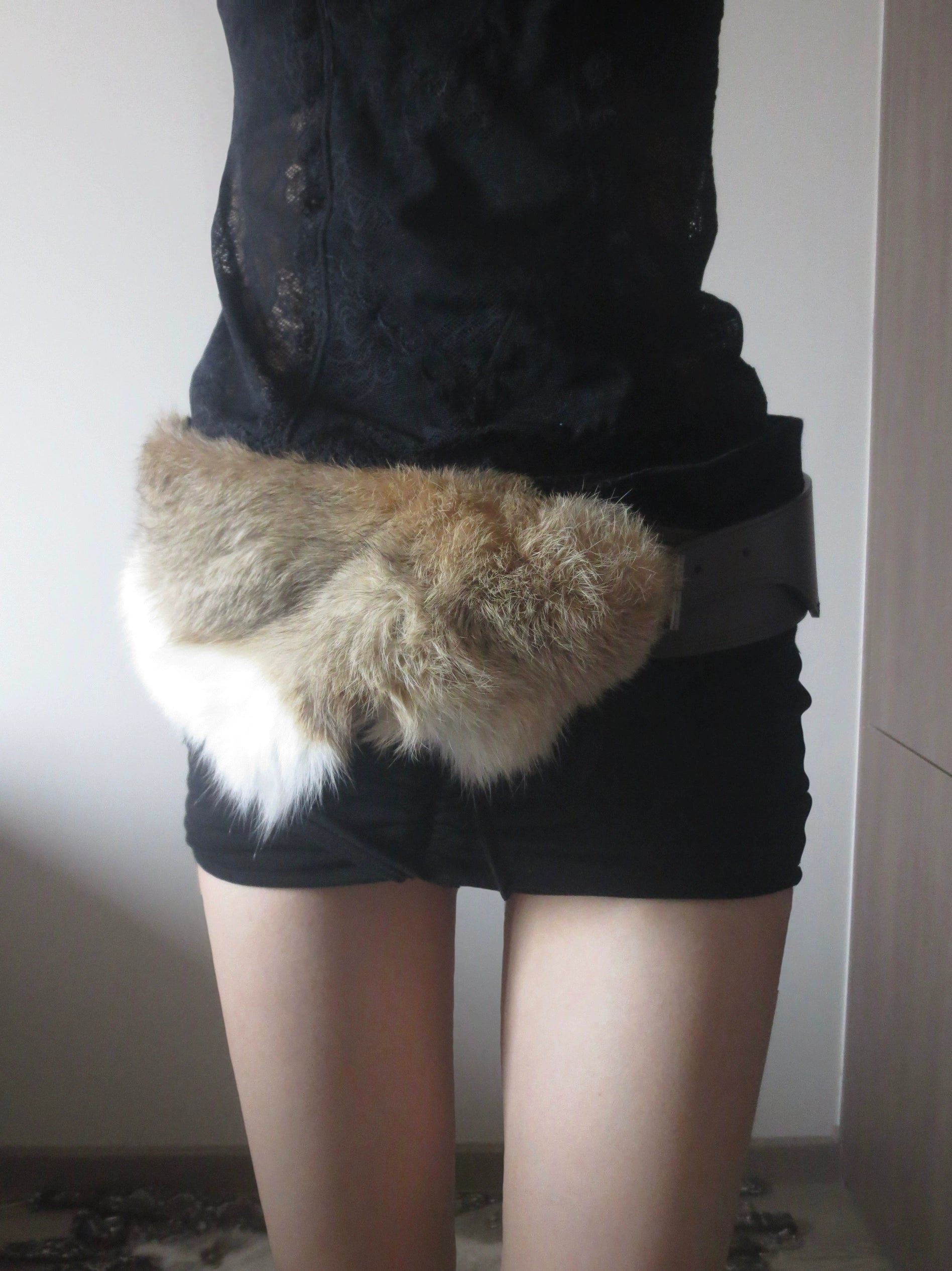 Faux Fur Belted Waist Belt
