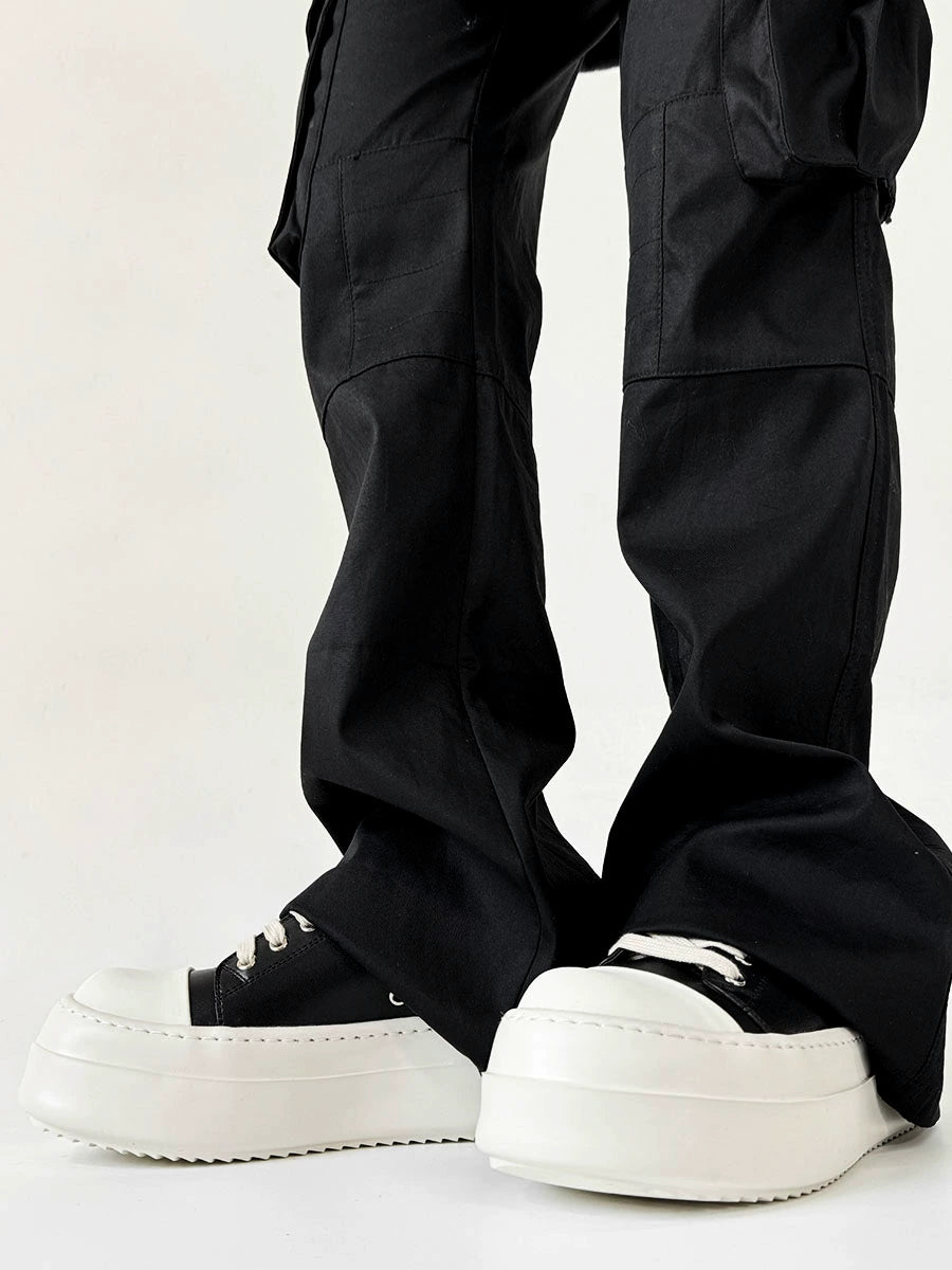 High-Top Black and White Chunky Platform Sneakers