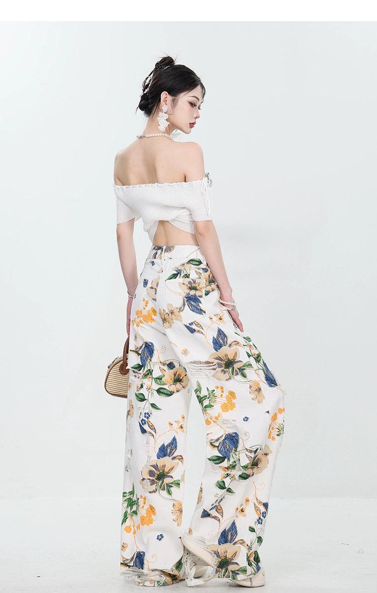 Breezy Bloom Delessed Wide Bein Jeans