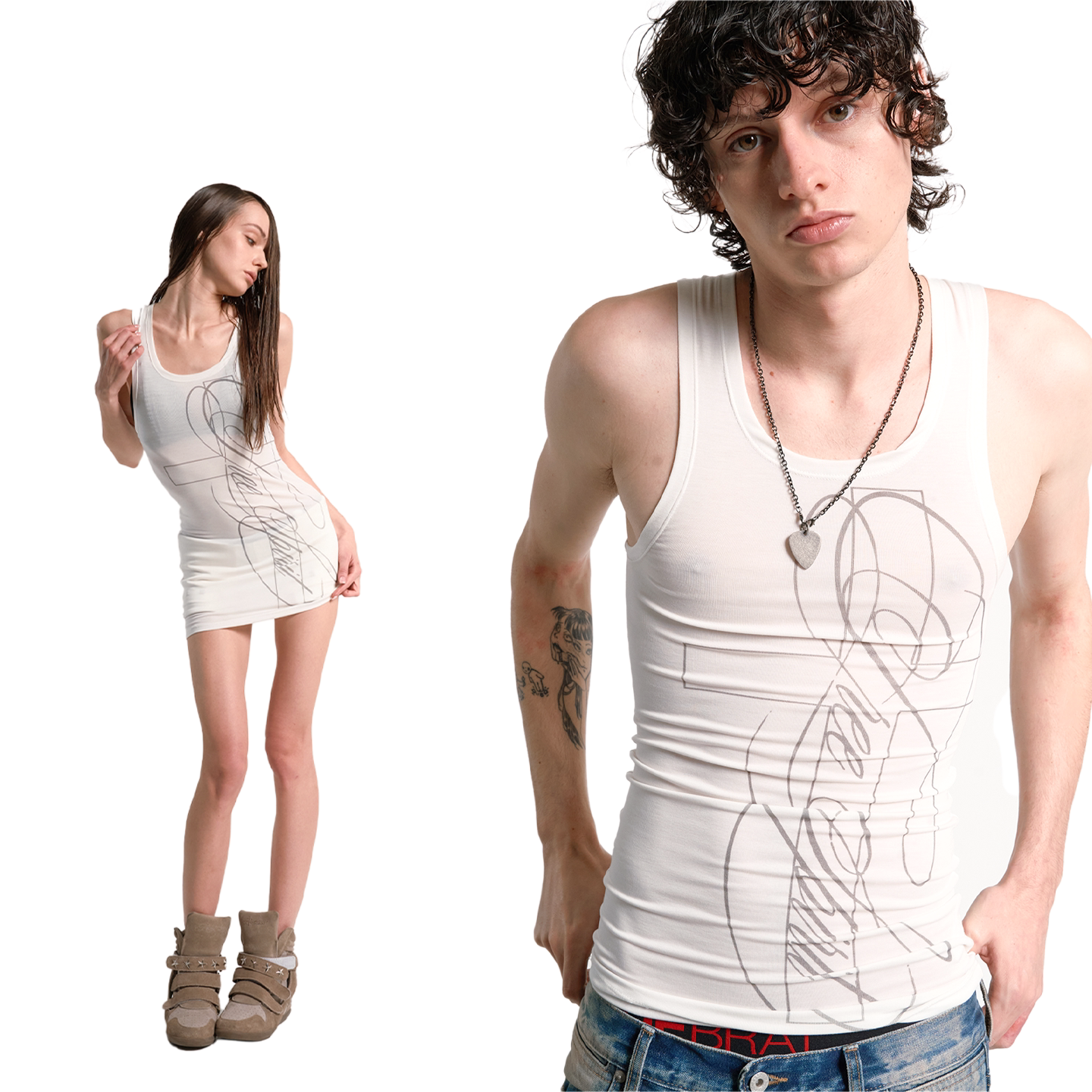 Cross Script Fitted Tank Top
