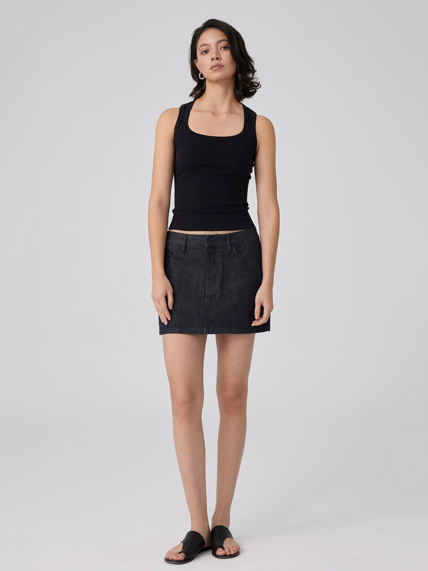 Black Denim Mini Skirt