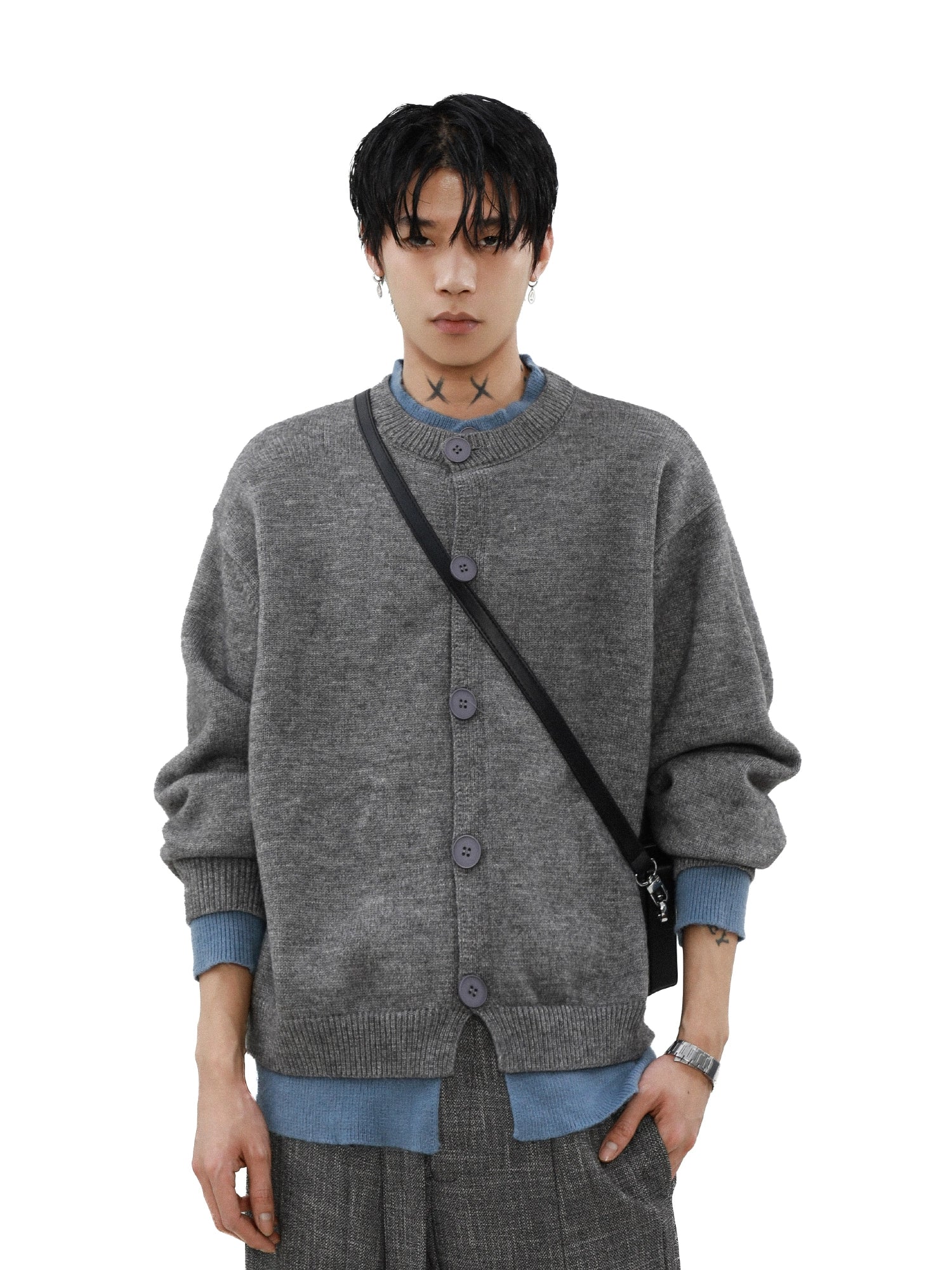 Slate Mist Oversized Knit Cardigan