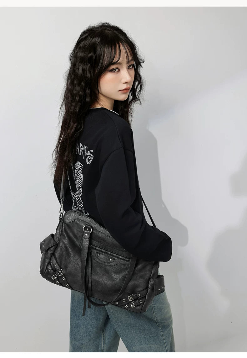 Charcoal Buckle Rider Tote