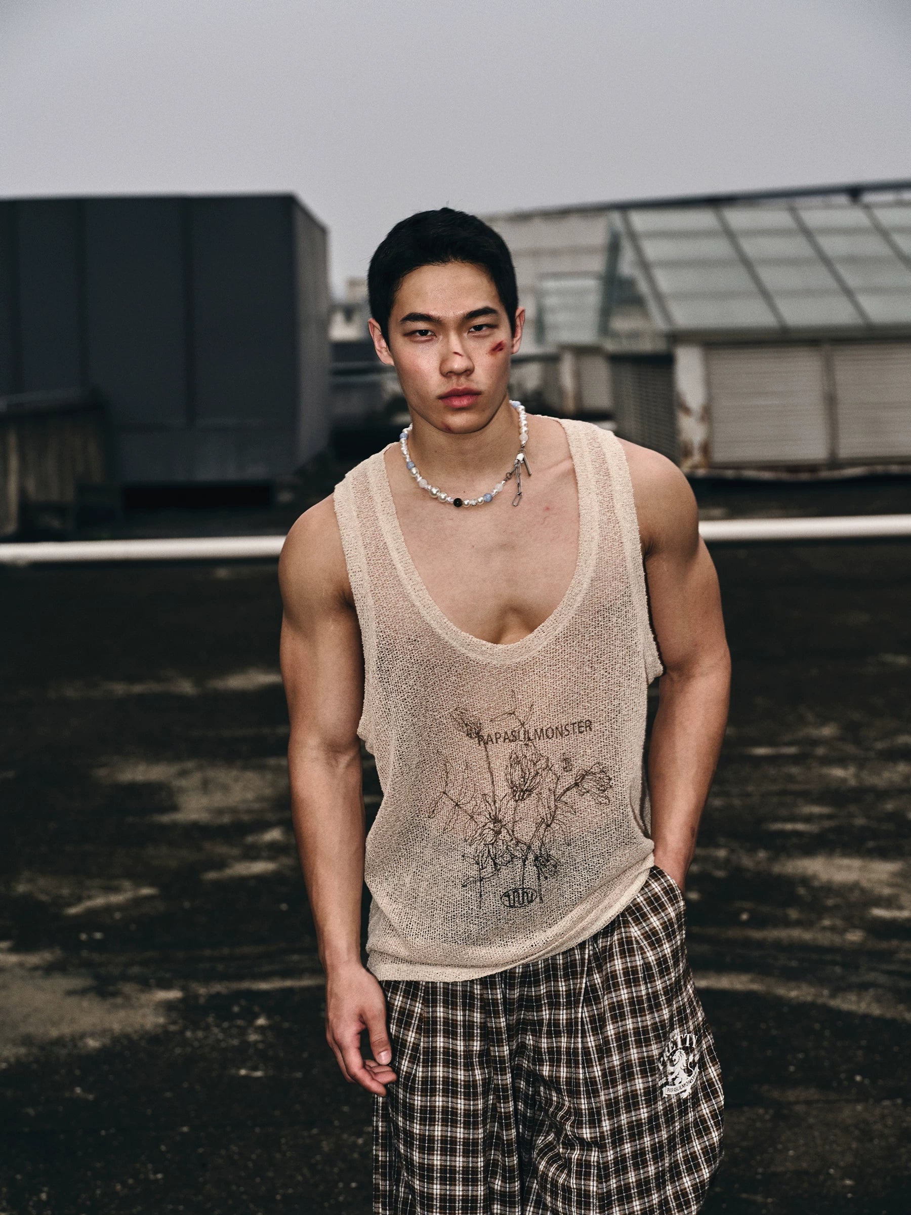 Dusty Dune Sheer Graphic Knit Tank