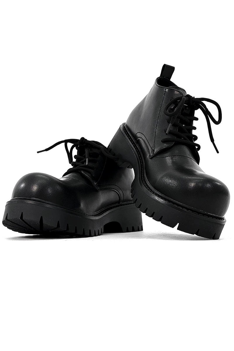 Chunky Black Platform Derby Shoes with Lug Soles