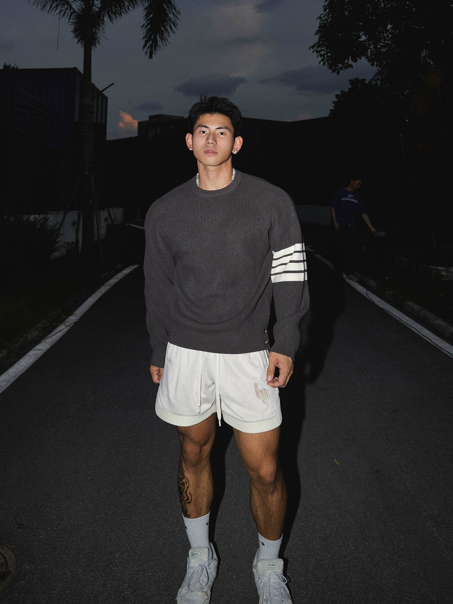 Crewneck Striped Sleeve Sweater