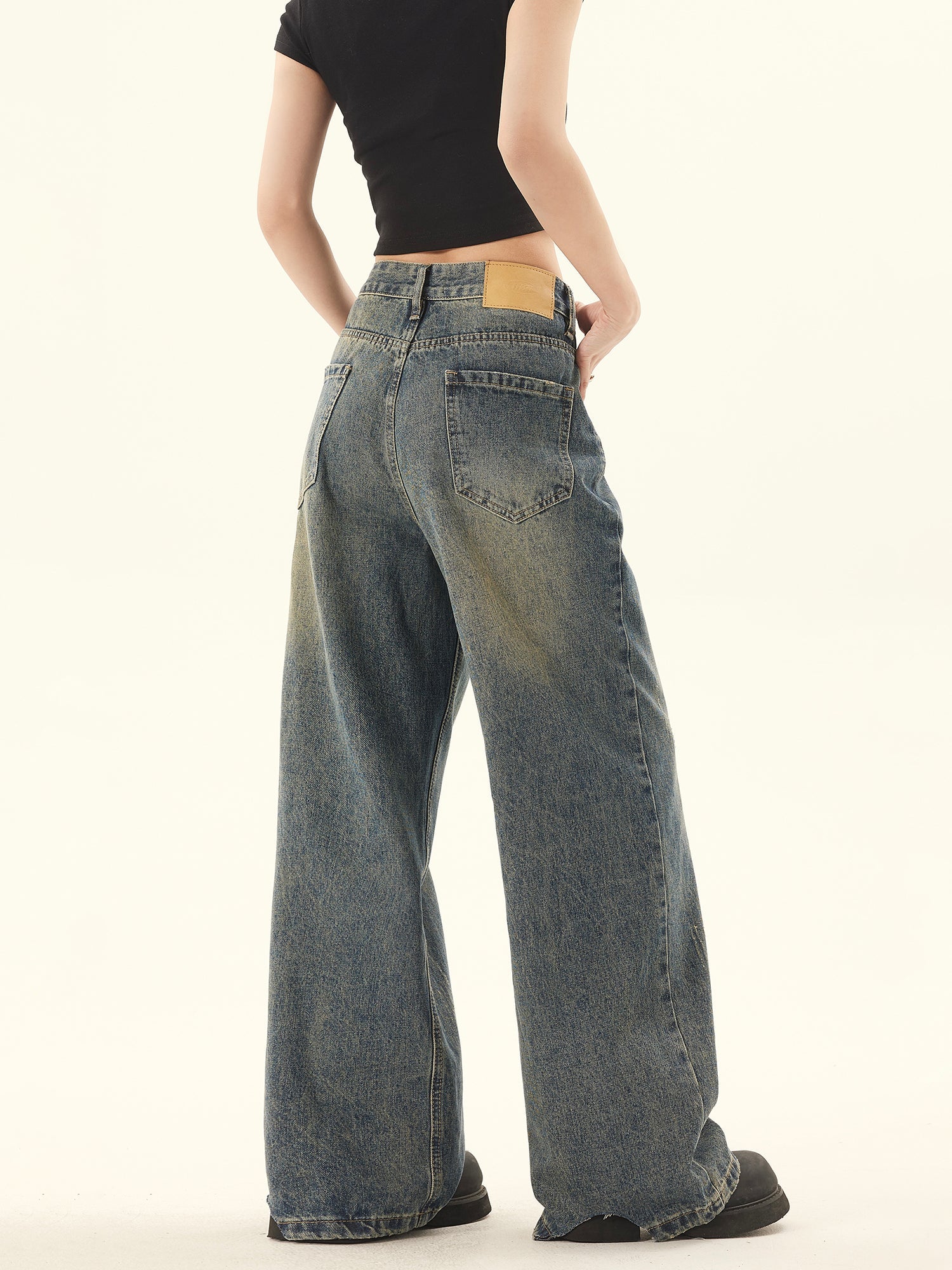 Vintage High Rise Wide -Bein -Jeans