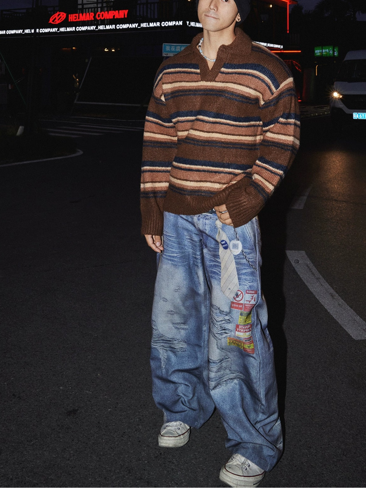 Autumn Mocha Horizon Stripe Sweater