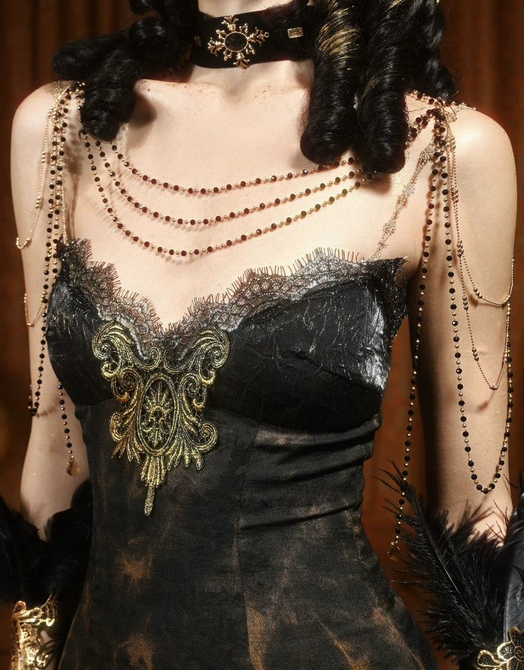 Midnight Lace Victorian Evening Gown