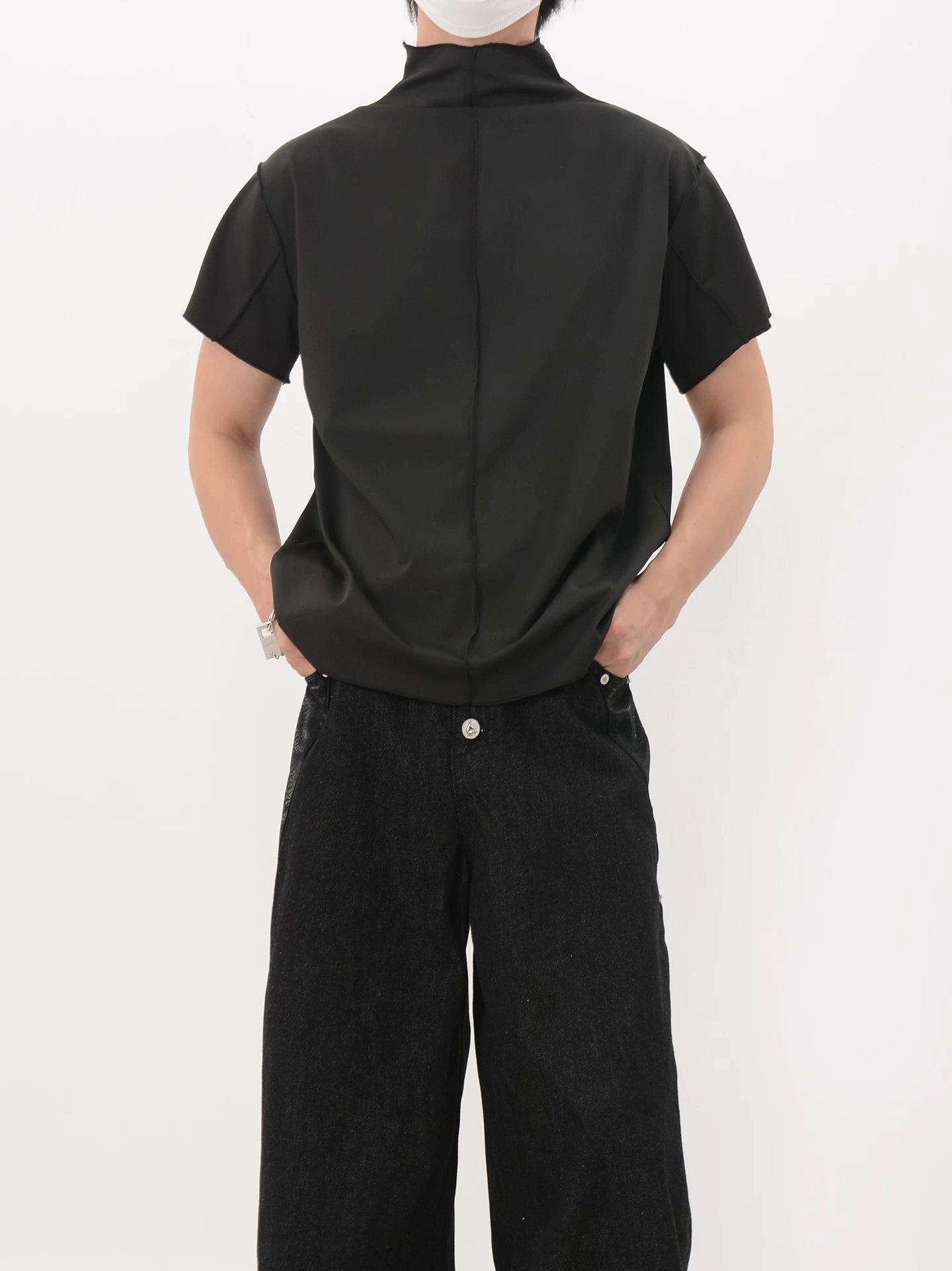 Back Seam Mock Neck Shirt