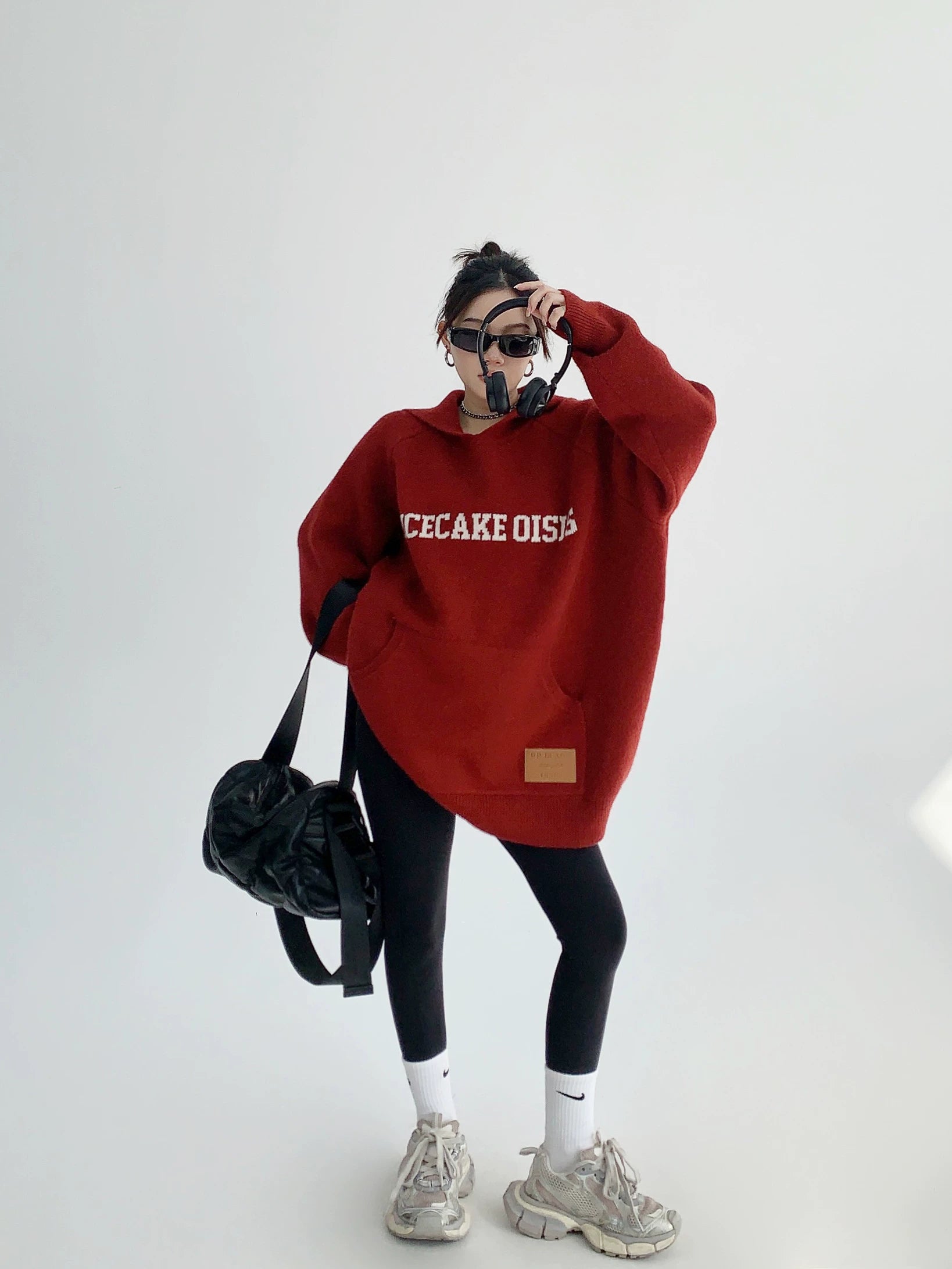 Brick Cozy Logo Knit Hoodie