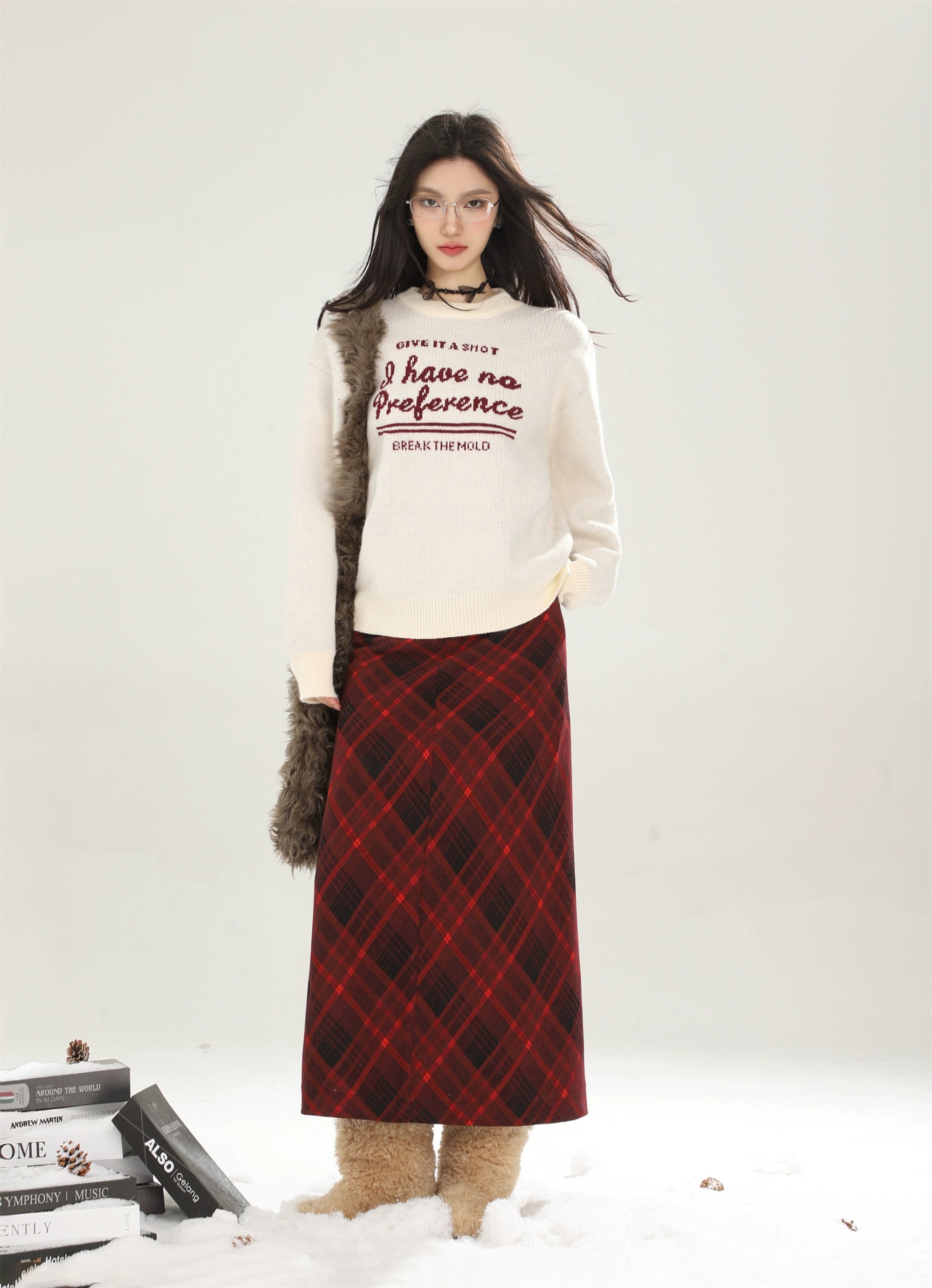 Jupe à carreaux à taille haute