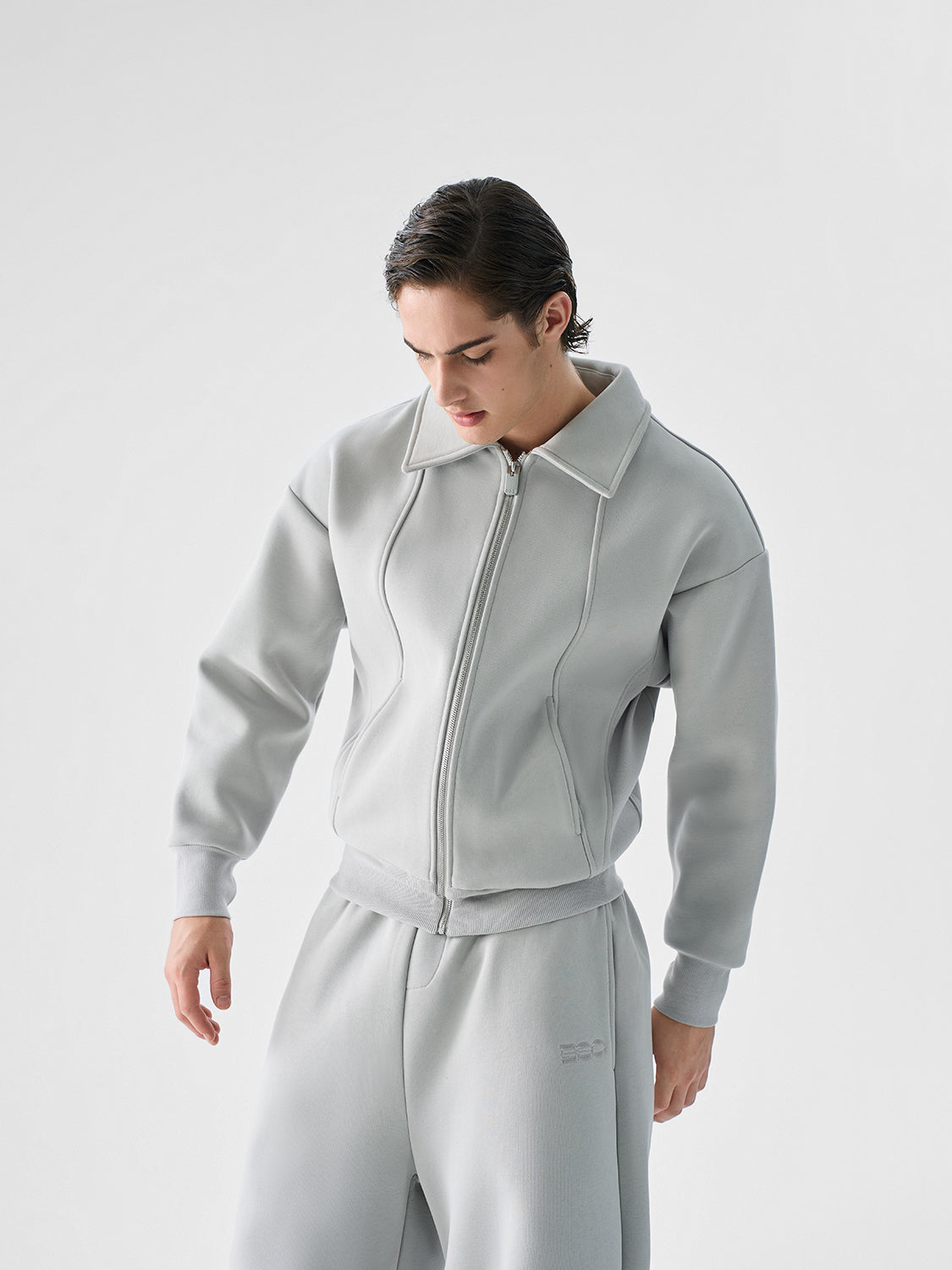 Frost Grey Relaxed Zip Jacket and Pants Setup