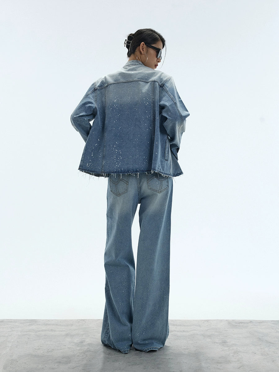 Stardust Fade Glitter Wide‑Leg Jeans