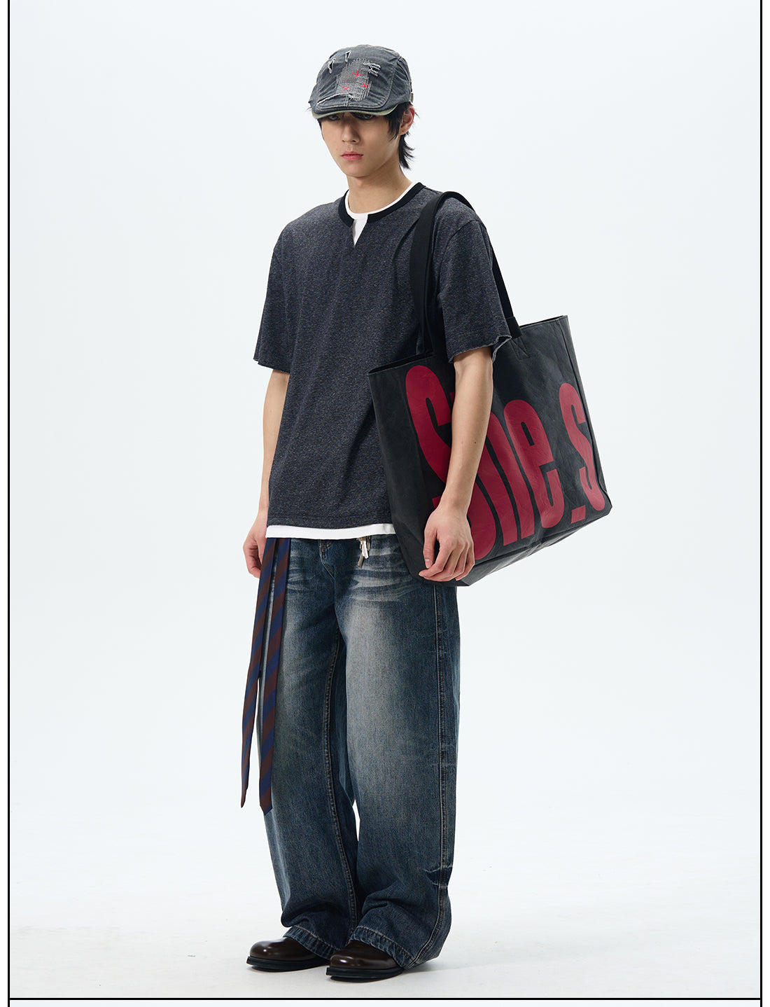 Vintage Wide-Leg Dark Denim Jeans