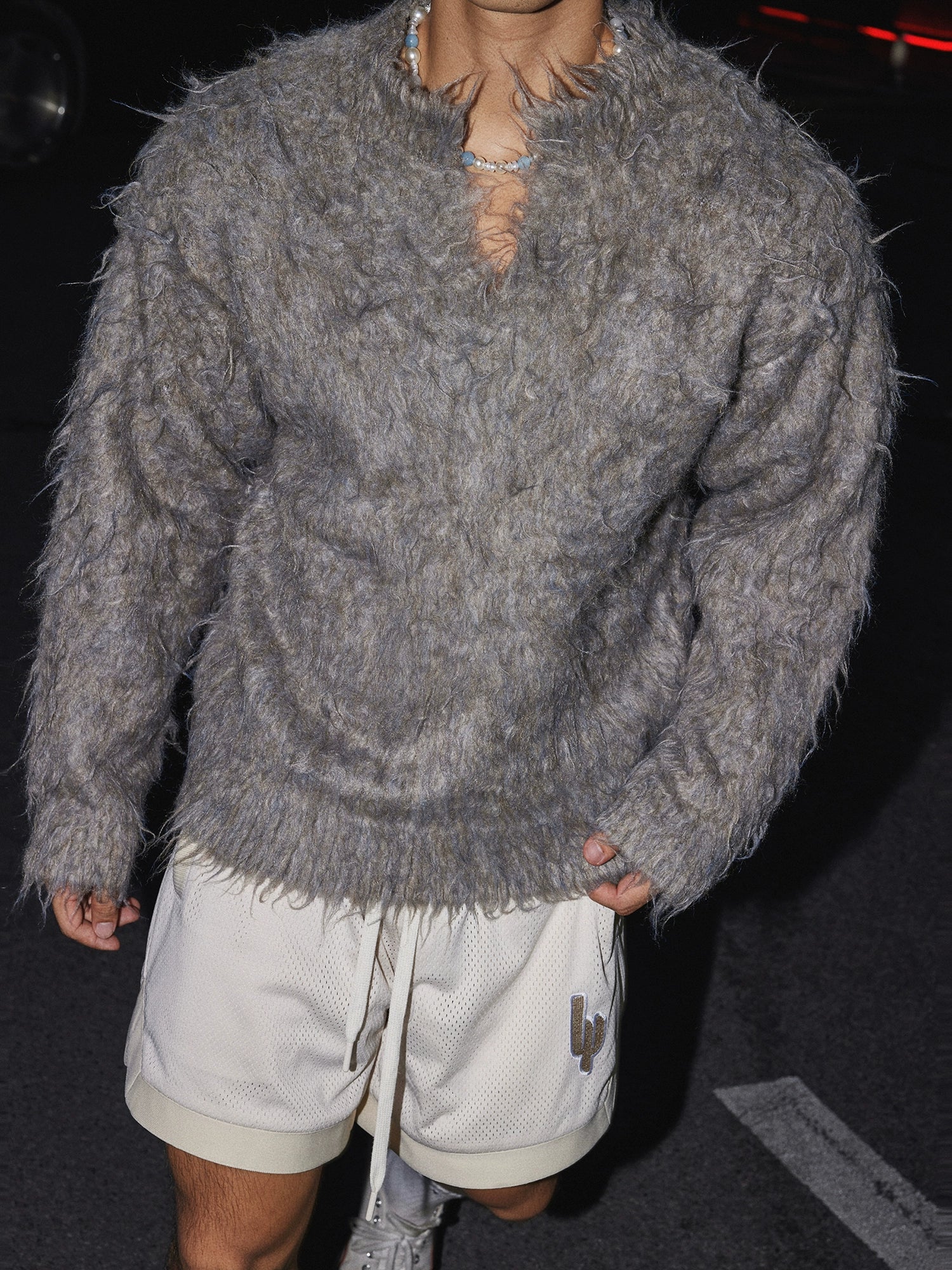 Shadow Wolf Fuzzy Knit Sweater