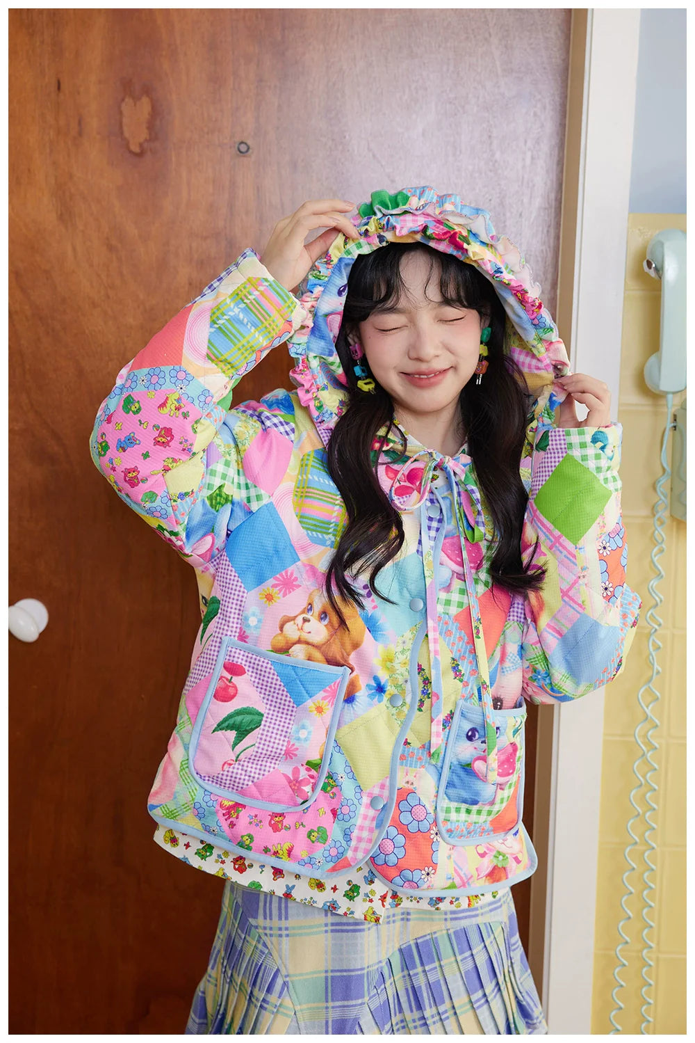 Patchwork Hooded Jacket Rainbow