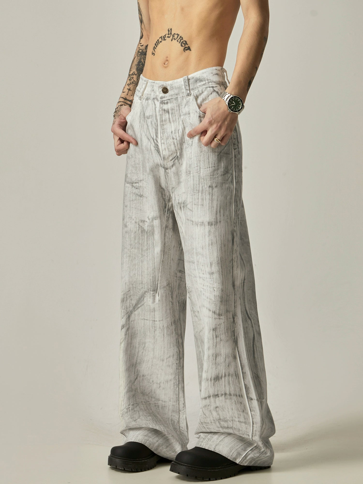 Marble Drift Wide-Leg Jeans