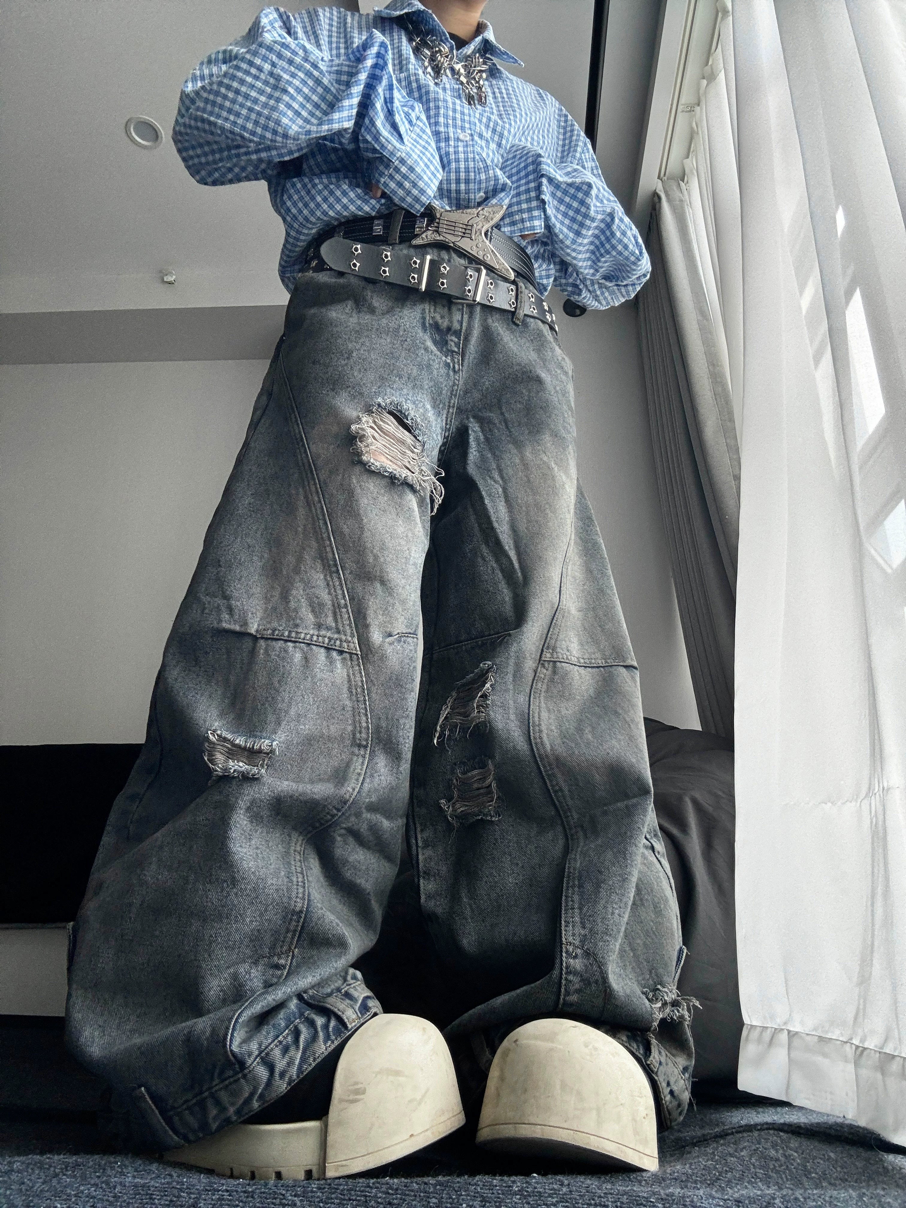 Heavyweight Reverse-Waist Wide-Leg Jeans