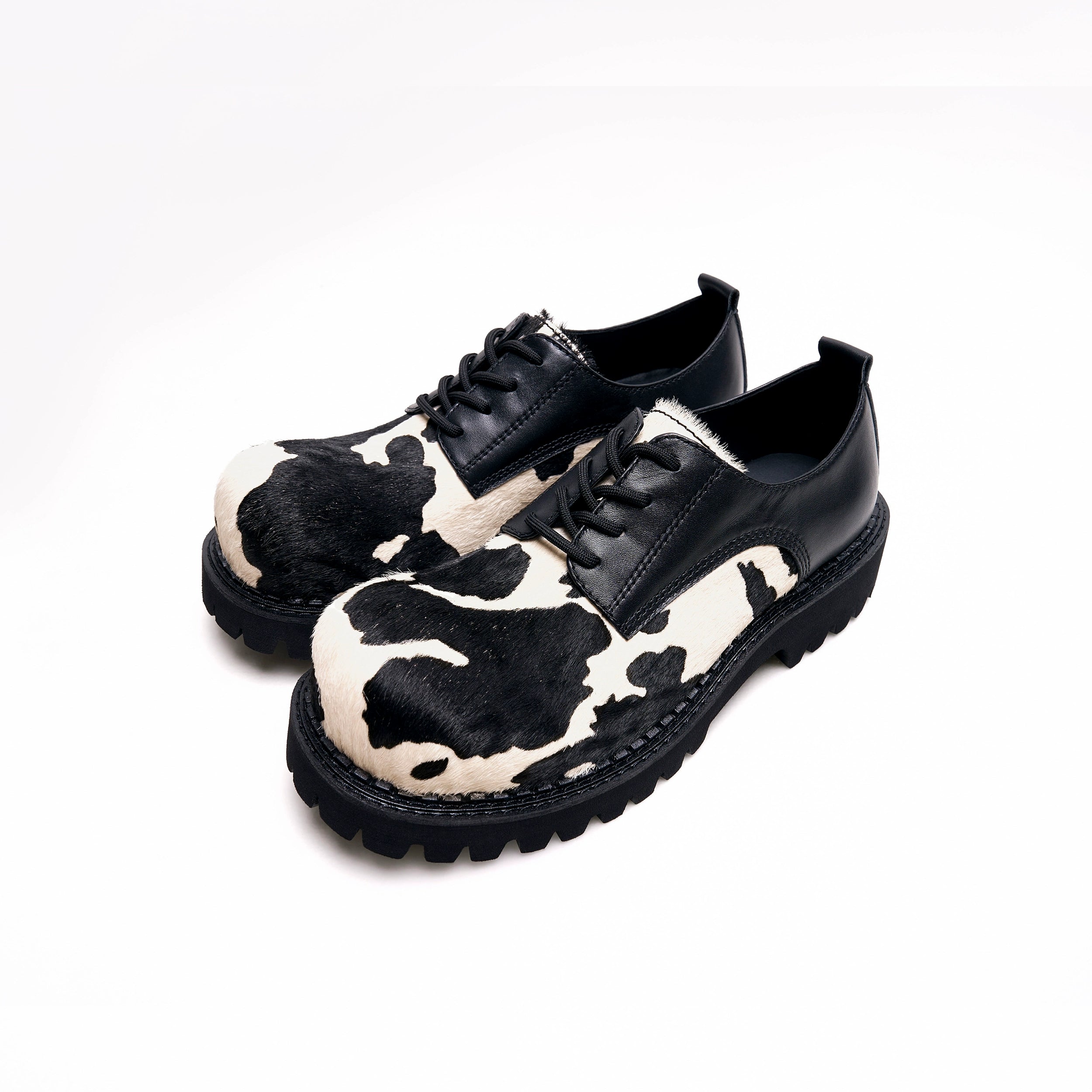Cow Print Chunky Derby Shoes