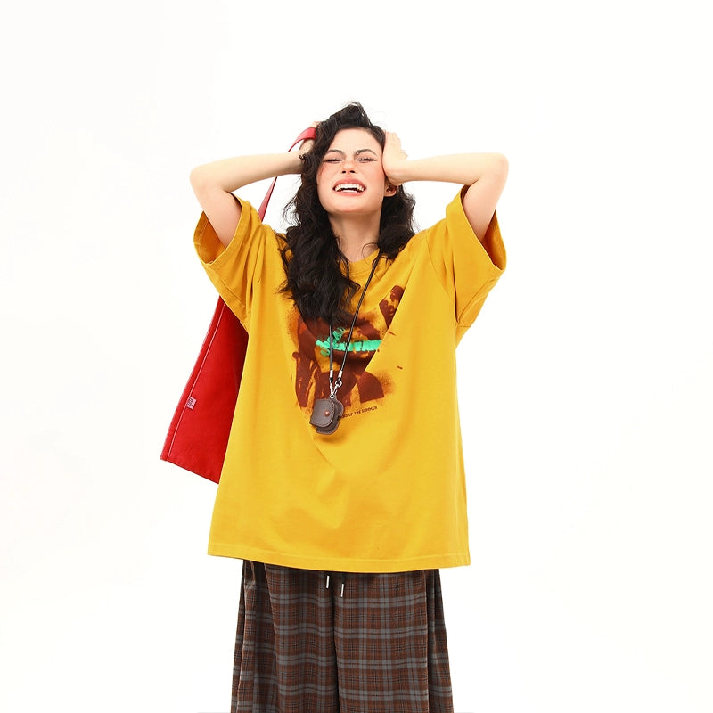Vintage Graphic Mustard Oversized Tee