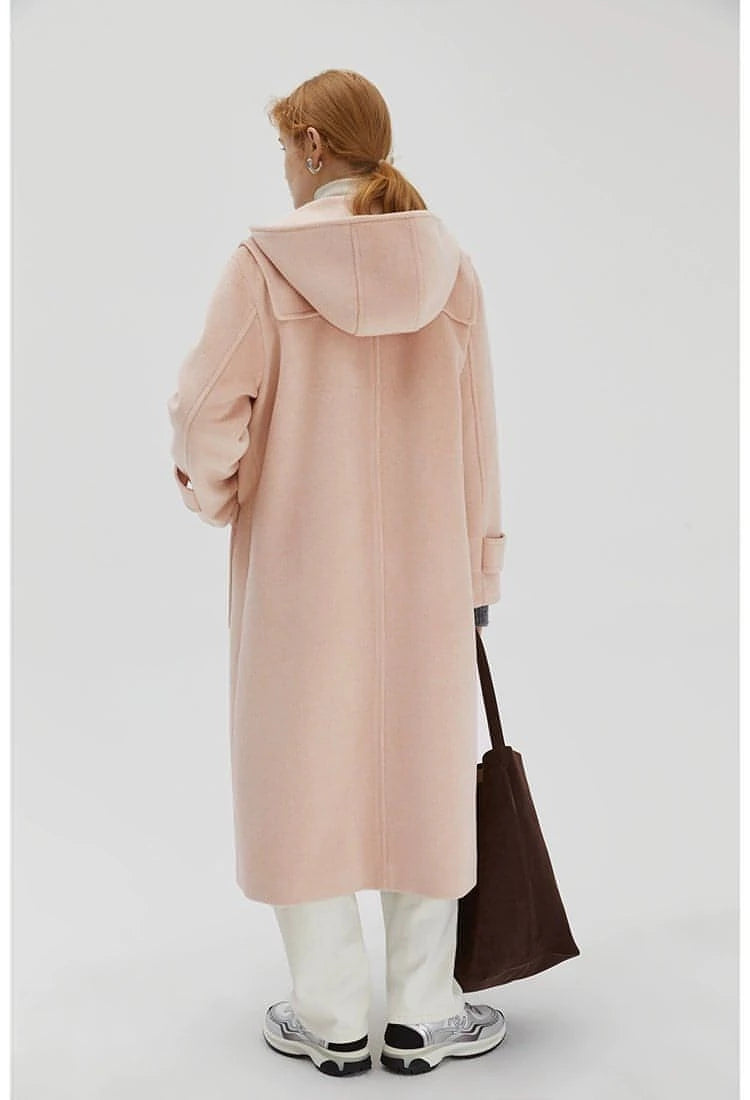 Winter Thicken College Style Hooded Mid-Length Melton Wool Coat - chiclara