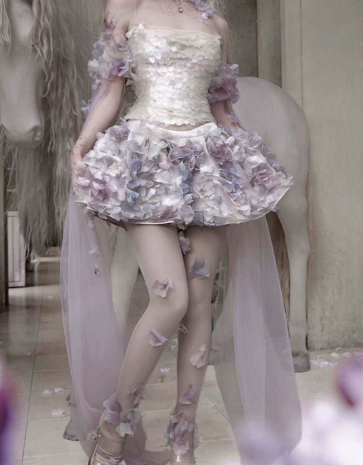 Petal Appliqué Sheer Skirt