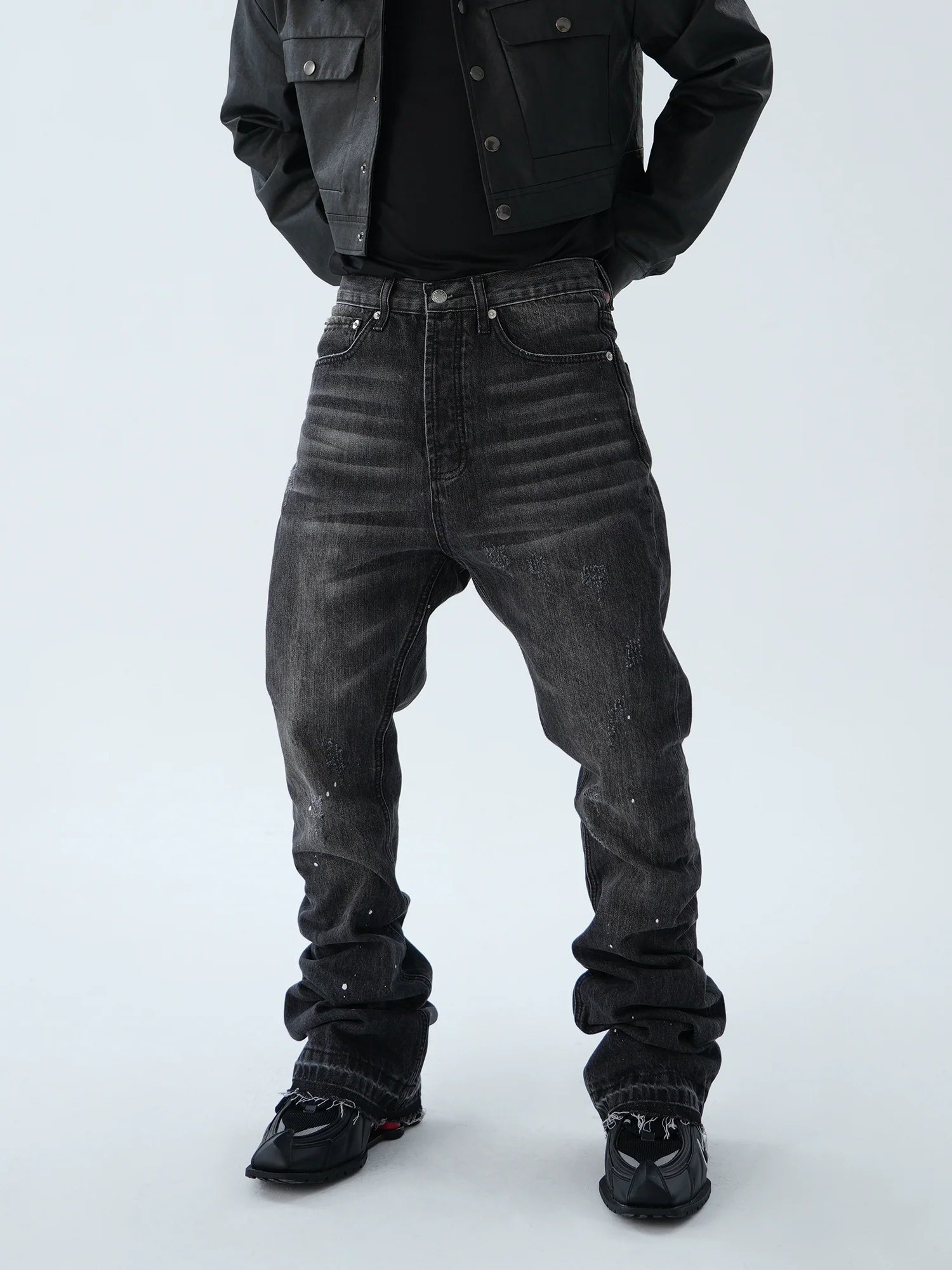 Washed Black Stacked Jeans