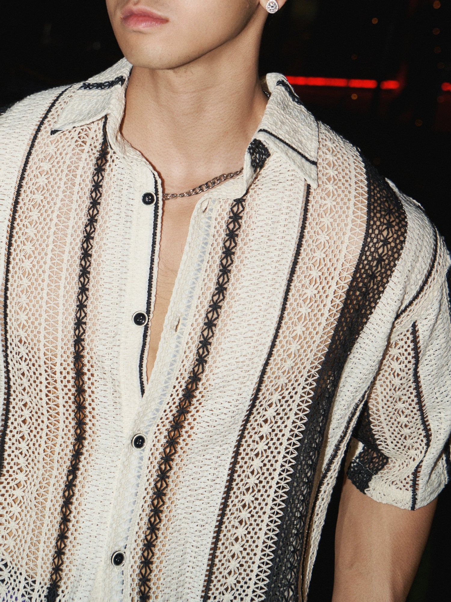 Striped Button-Down Short Sleeve Shirt