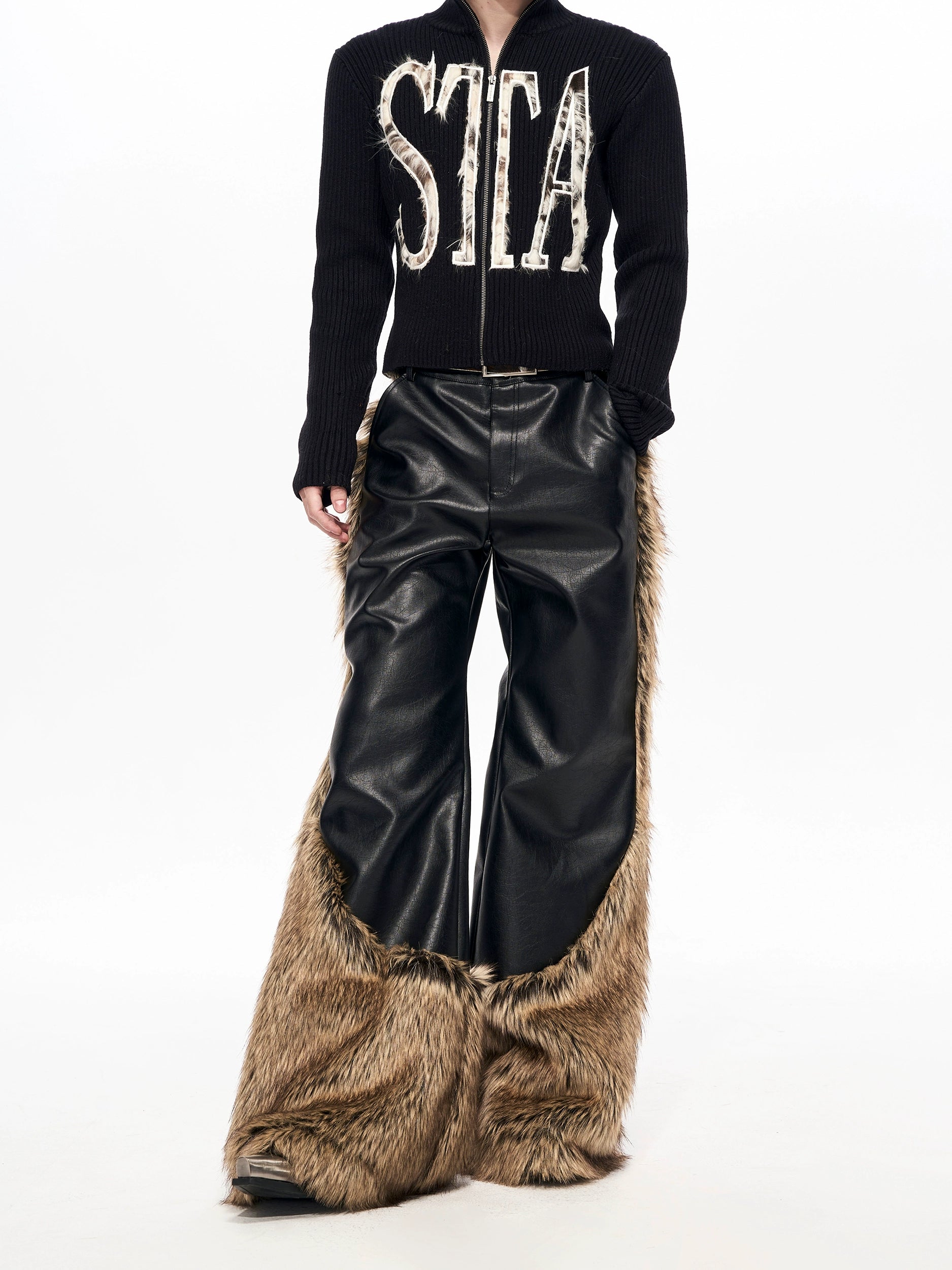 Wildfang Midnight Faux Fur Moto Jacket and Pants Setup