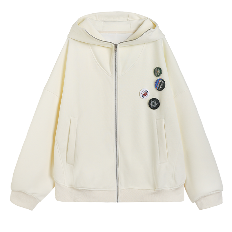 Manteau gris à capuche zippé