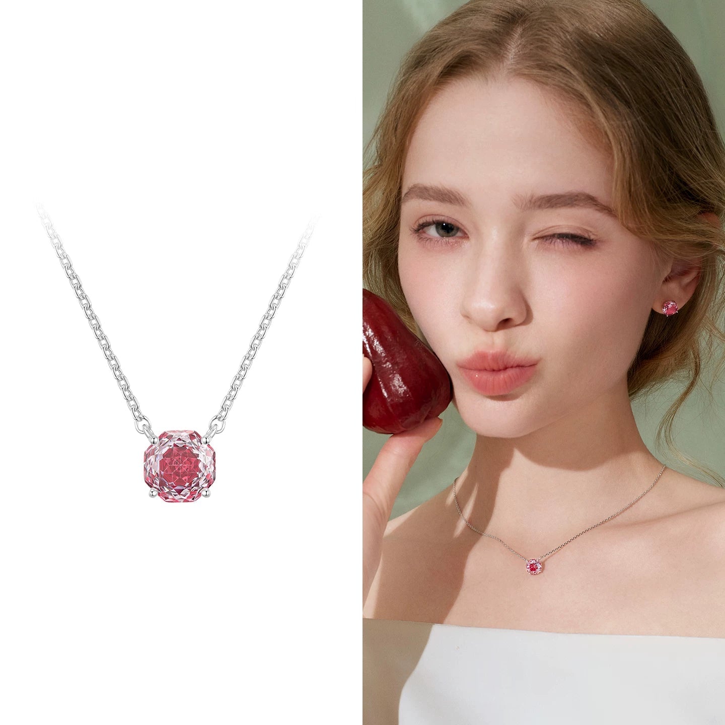 Prism Rose Pendant Necklace - Black Plum