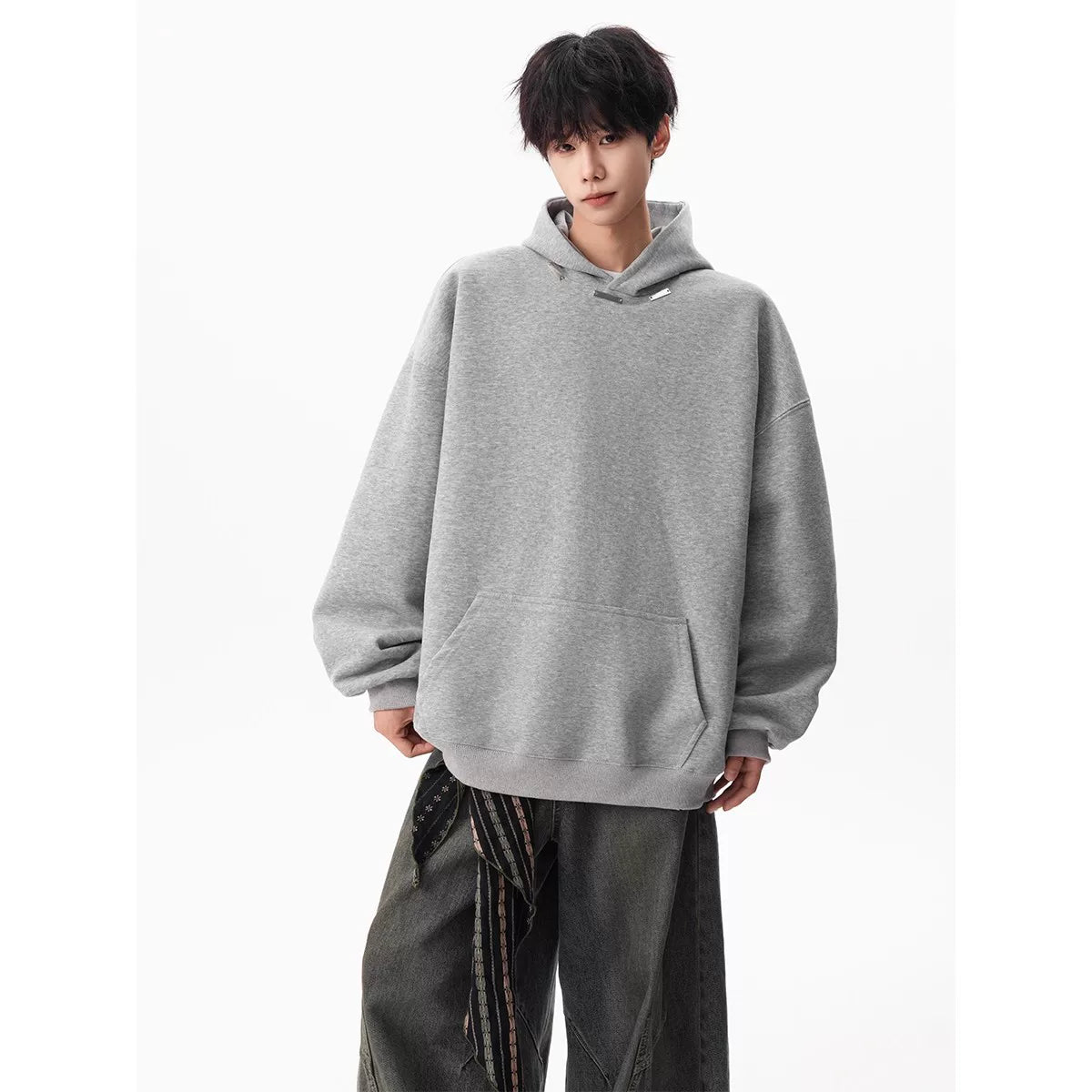 Noir Minimal Drop‑Shoulder Hoodie