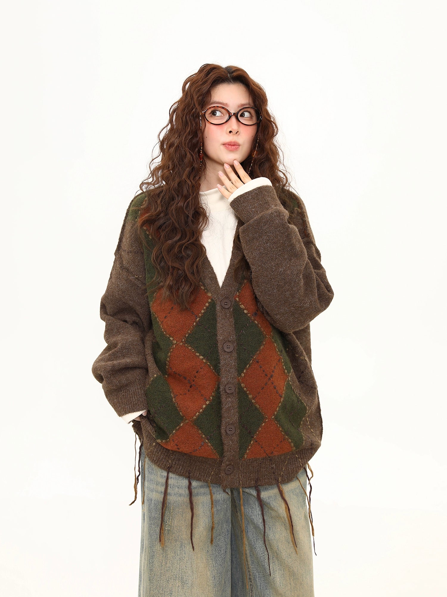 Autumn Scholar Argyle Cardigan