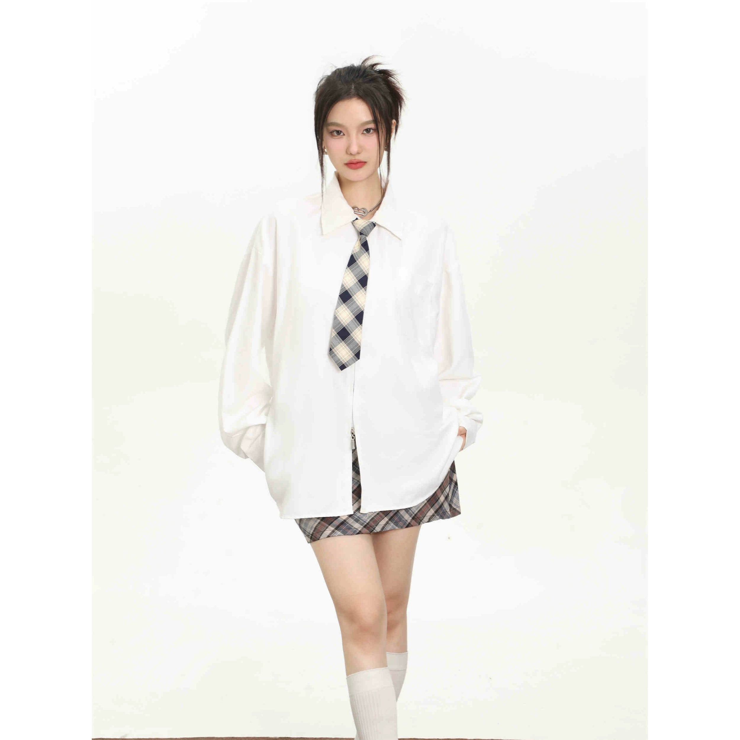 빈티지 베이직 세로 스트라이프 긴팔 셔츠