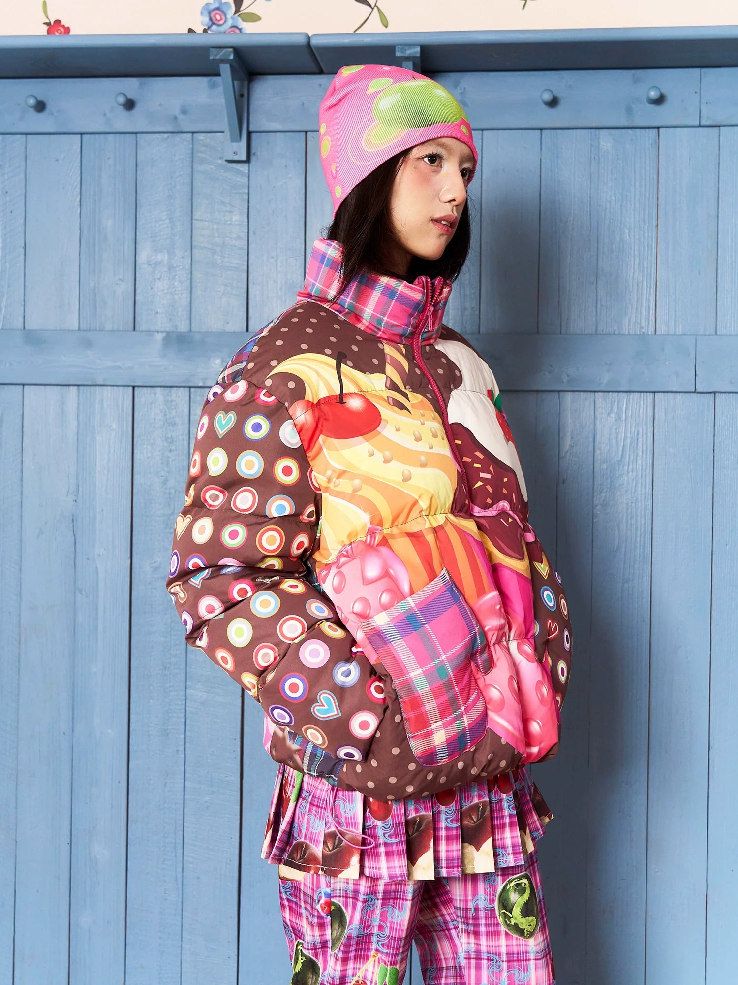 Sweet Dessert Print Puffer Jacket