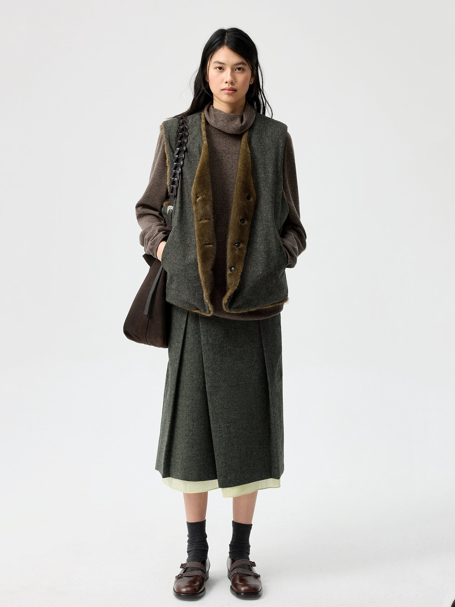 Evergreen Reversible Wool Sherpa Vest