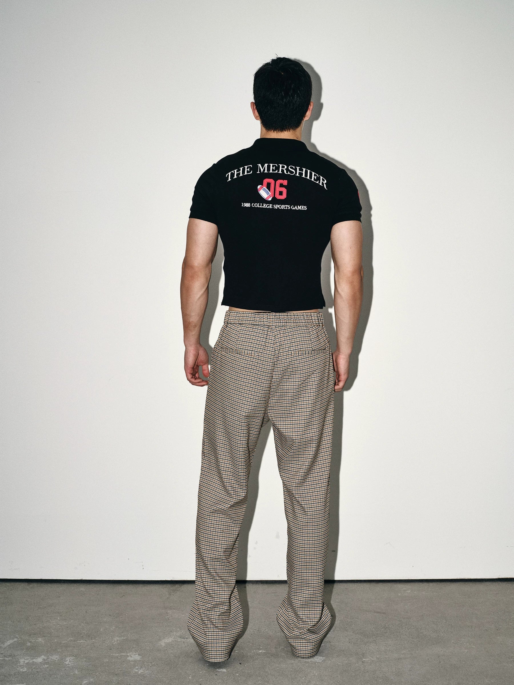 Black Fitted Patch Polo Crop Shirt